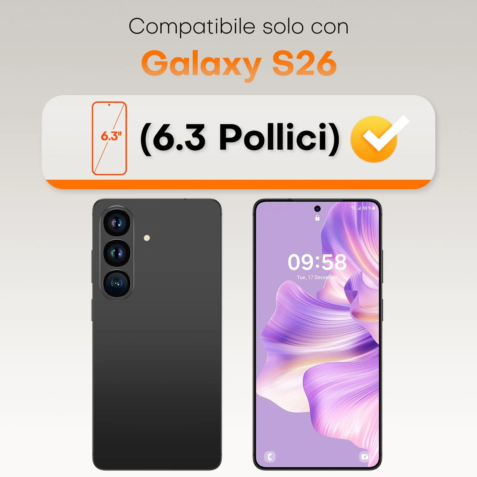 TOCOL Vetro Temperato per Samsung Galaxy S26 6.3 Pollici, 9H, Trasparente, 2 Pezzi - immagine 2
