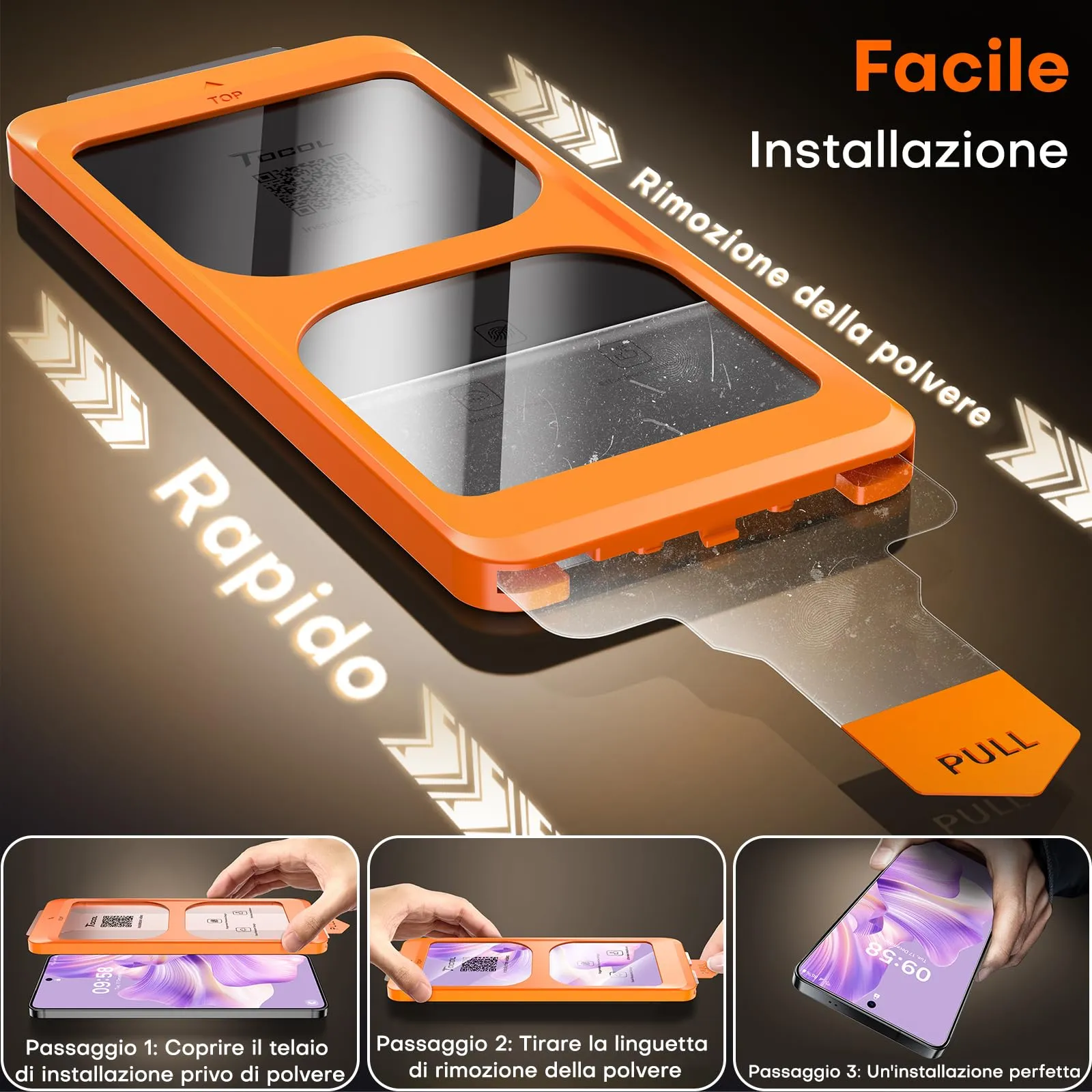 TOCOL Vetro Temperato per Samsung Galaxy S26 6.3 Pollici, 9H, Trasparente, 2 Pezzi - immagine 6
