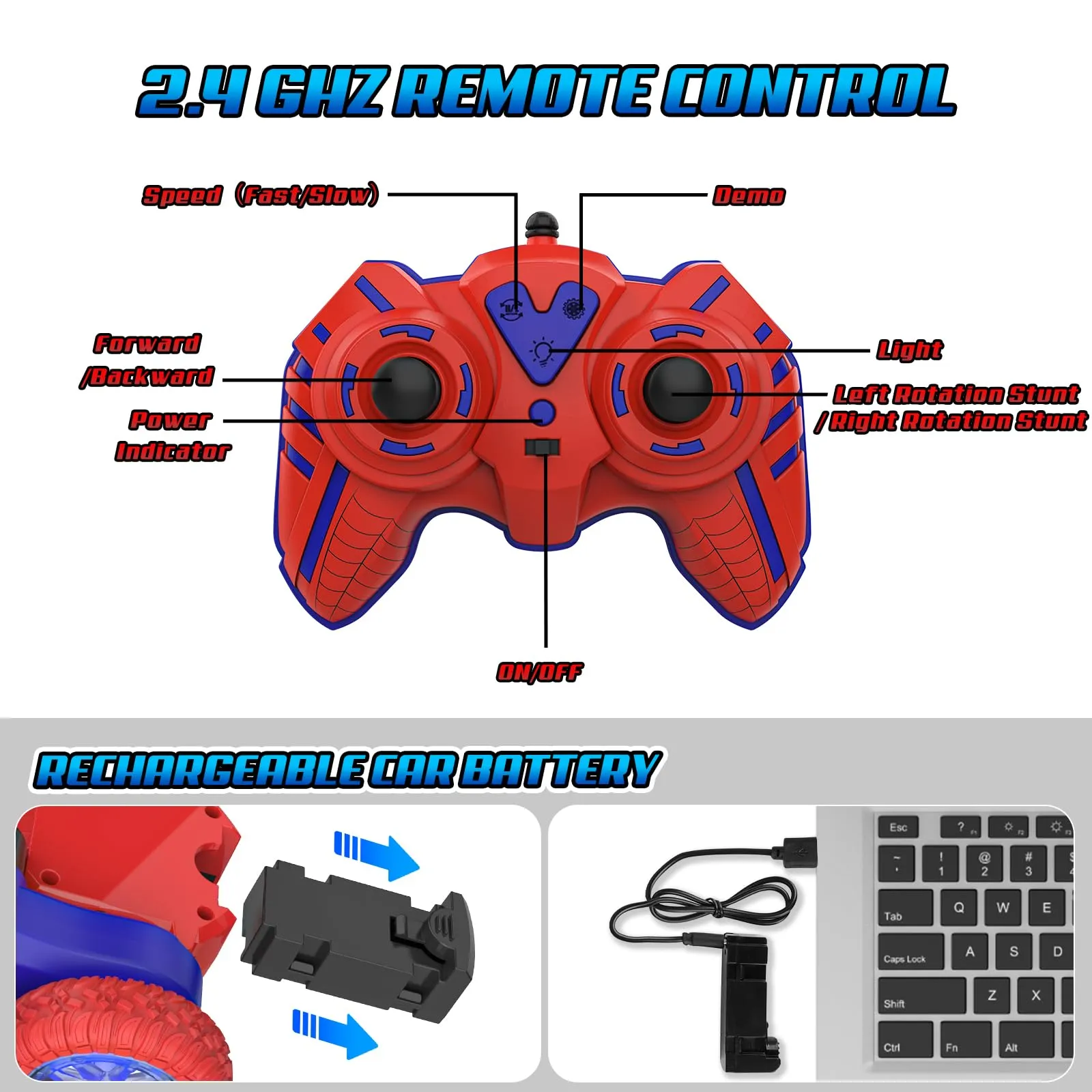 Mieryd Macchinina Radiocomandata Spider per Bambini 5-10 Anni - immagine 6