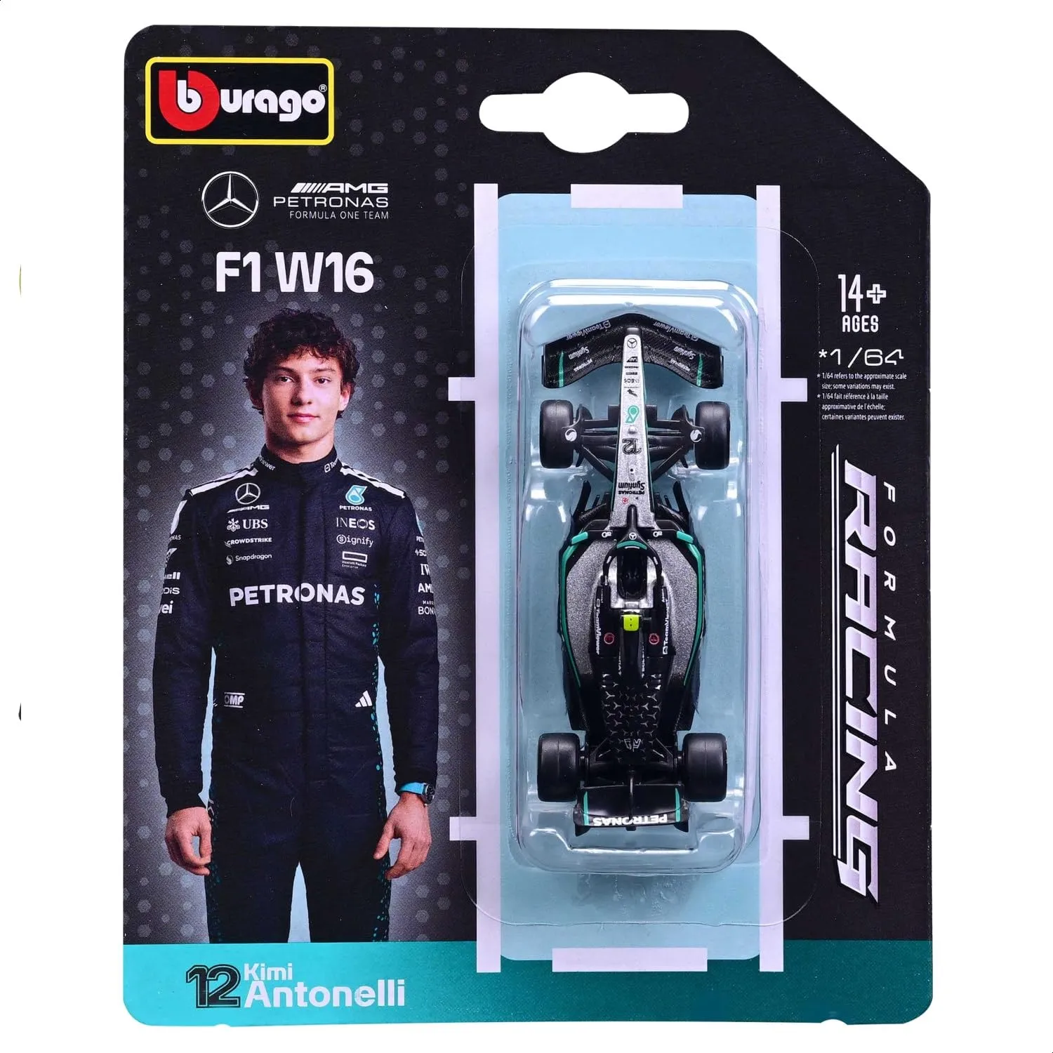 Bburago Mercedes-AMG F1 W16 2025 #12 Antonelli 1:64 Diecast Model - immagine 6