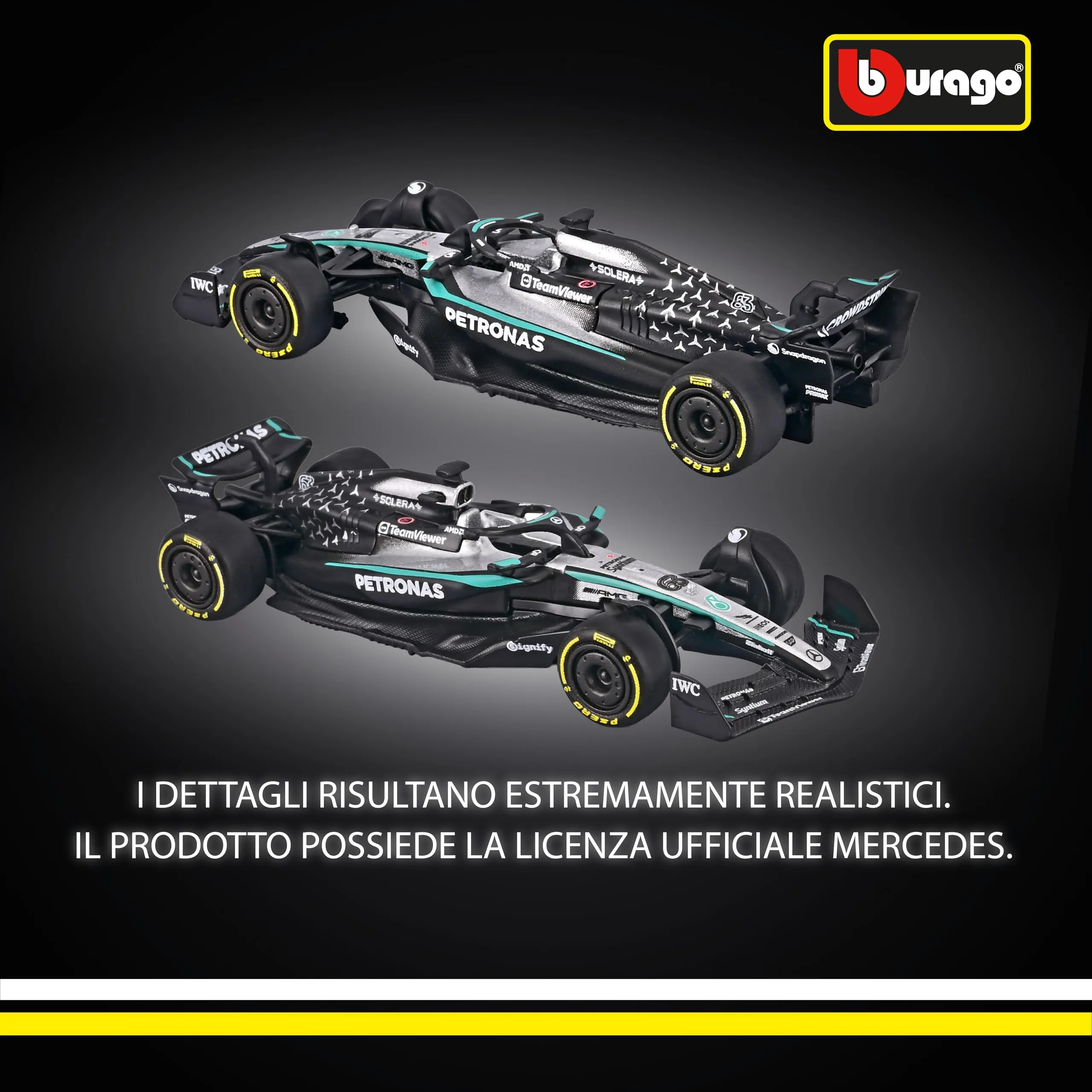 Bburago Mercedes-AMG F1 W16 2025 #63 George Russell 1:64 Diecast Model - immagine 3