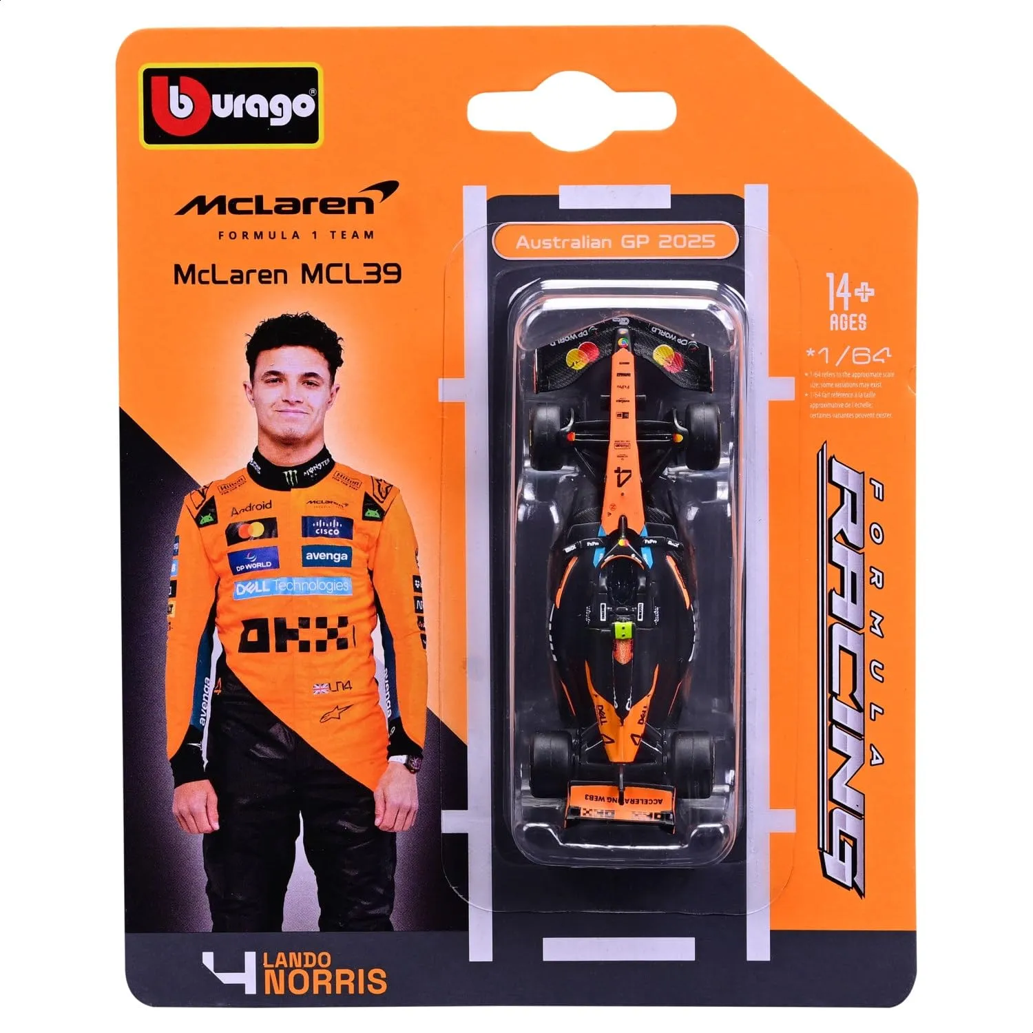 Bburago McLaren F1 MCL39 2025 #4 Lando Norris 1:64 Diecast Model Car - immagine 6