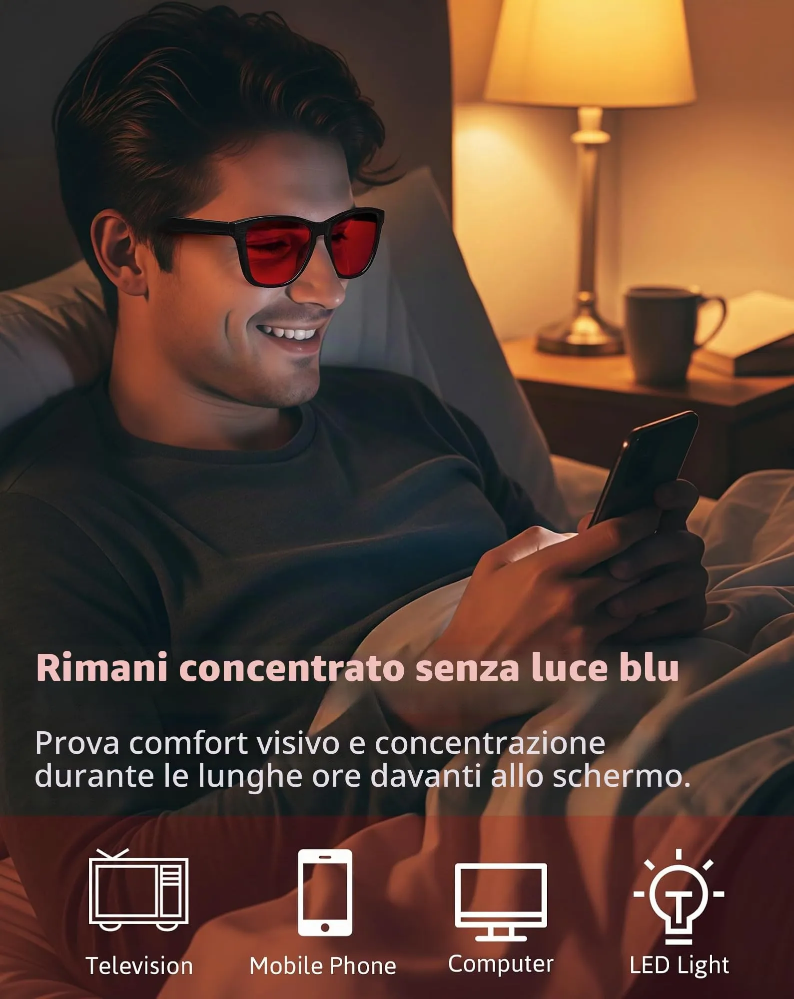KANASTAL Occhiali Rossi Anti Luce Blu per Uomo e Donna - immagine 2