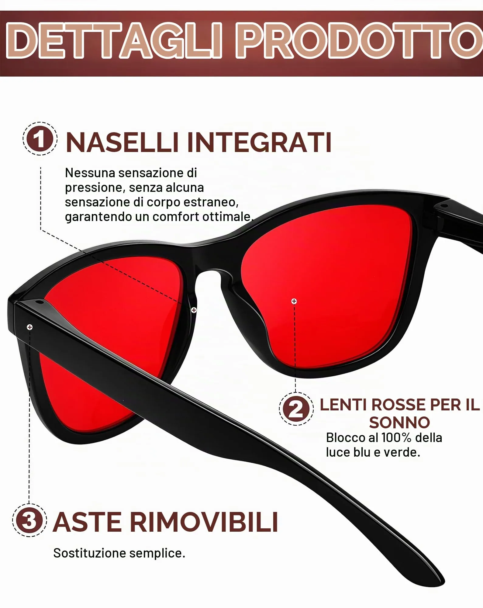 KANASTAL Occhiali Rossi Anti Luce Blu per Uomo e Donna - immagine 4