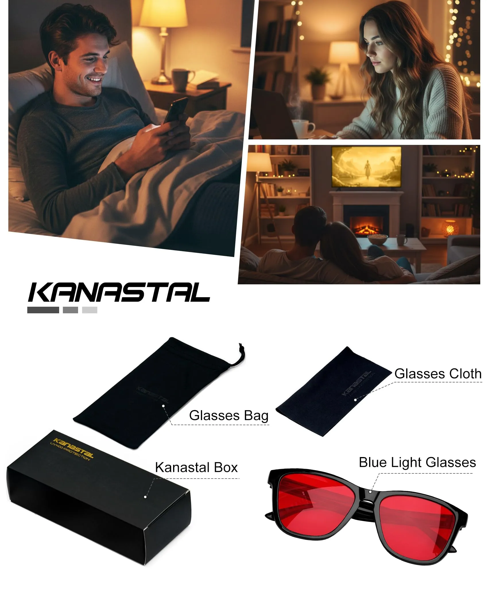 KANASTAL Occhiali Rossi Anti Luce Blu per Uomo e Donna - immagine 7