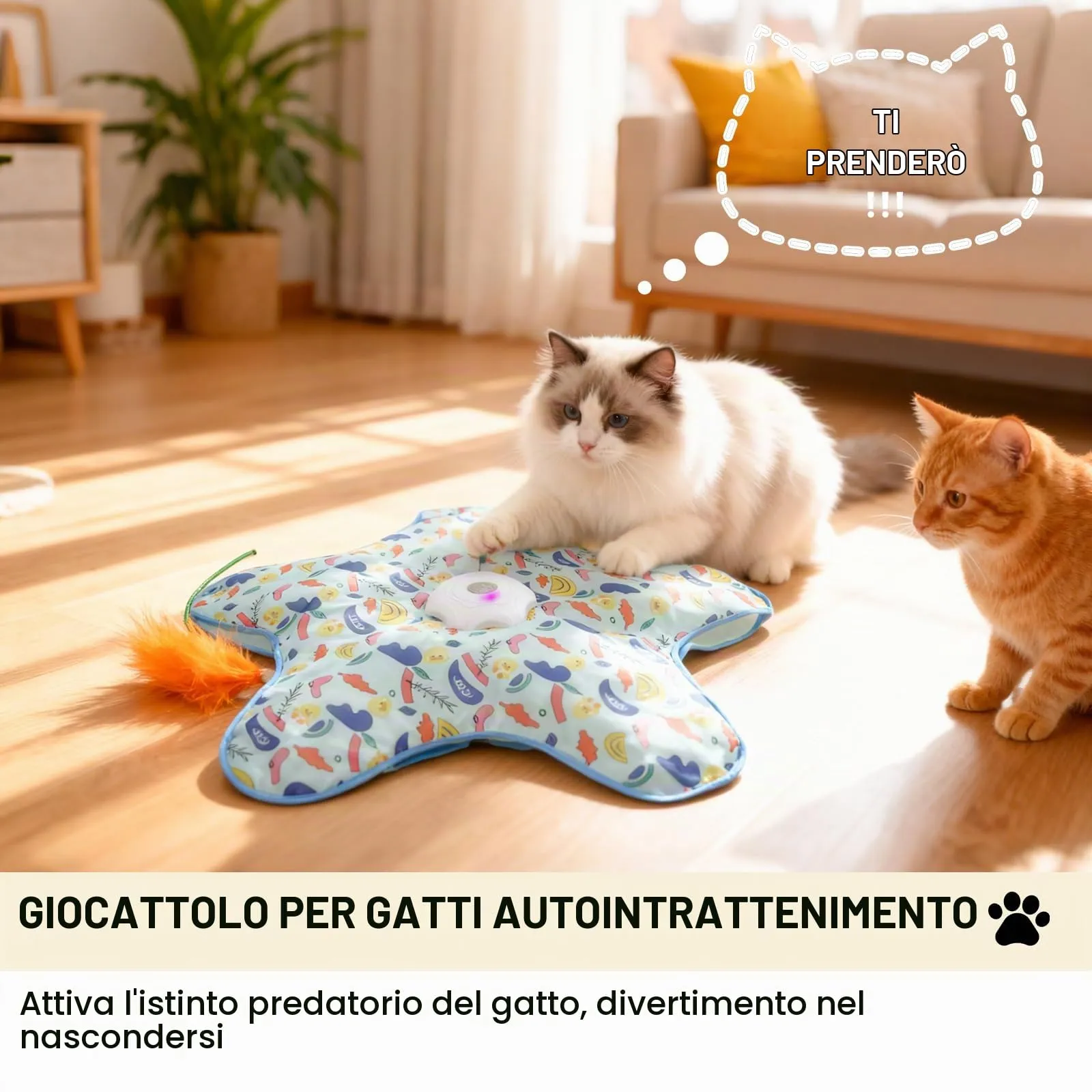 FIVAVA Giocattolo Intelligente Interattivo per Gatti, Ricaricabile con Molle Rimovibili - immagine 2