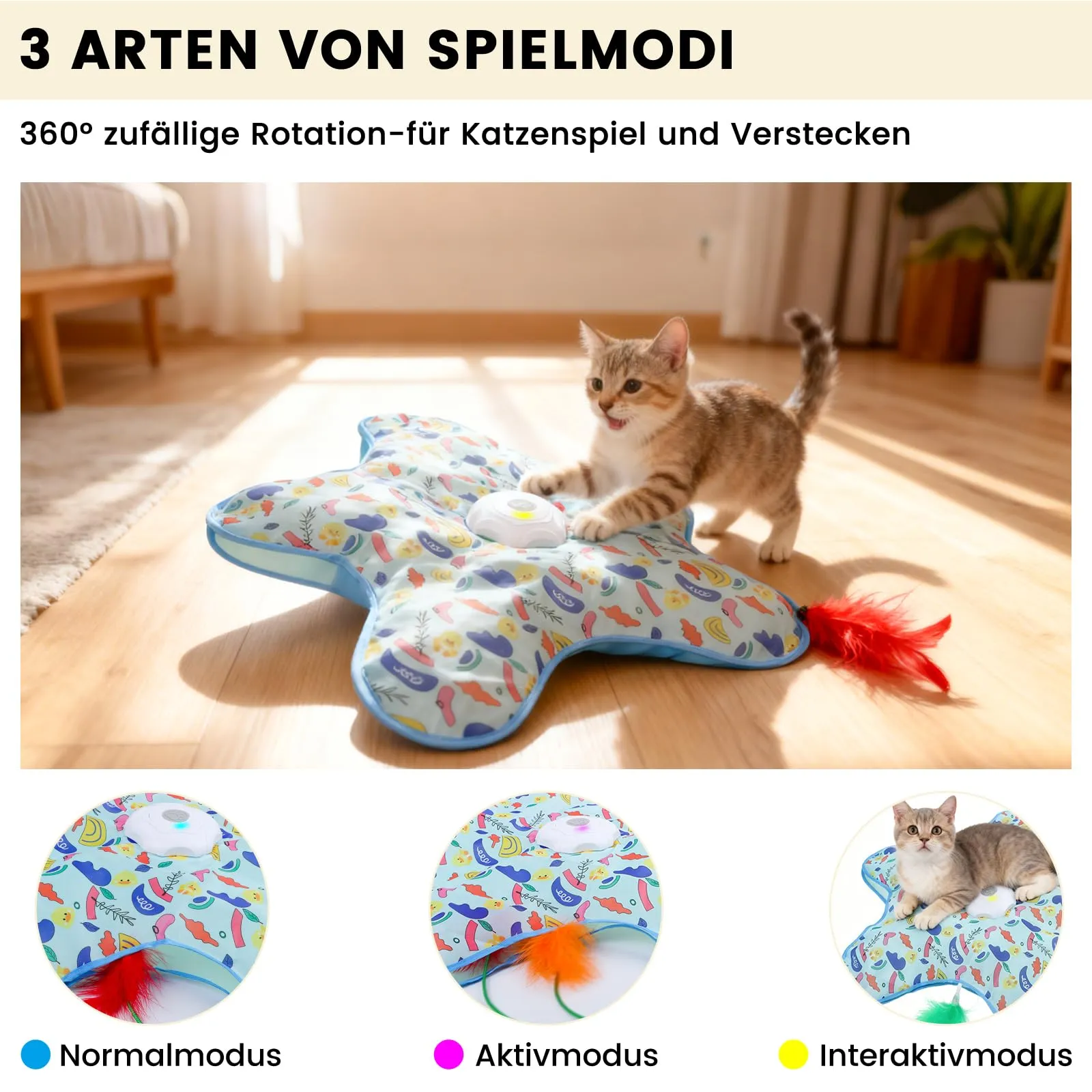 FIVAVA Giocattolo Intelligente Interattivo per Gatti, Ricaricabile con Molle Rimovibili - immagine 3