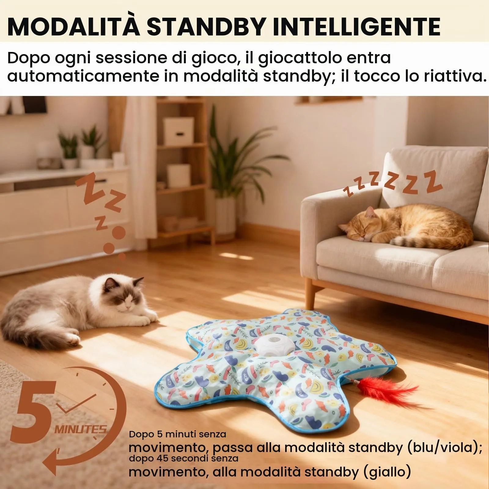 FIVAVA Giocattolo Intelligente Interattivo per Gatti, Ricaricabile con Molle Rimovibili - immagine 6