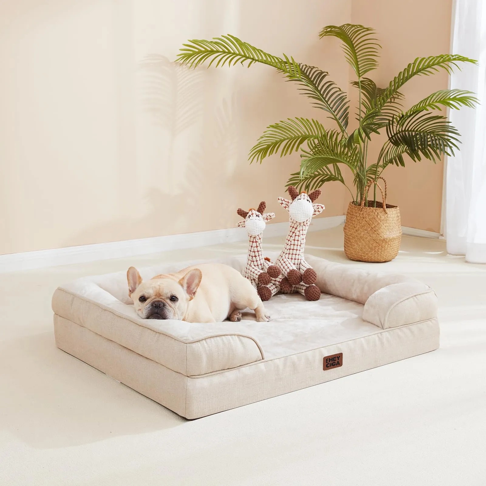 EHEYCIGA Cuccia Cane Interno Taglia XL, 122x89x20cm, Beige - immagine 9
