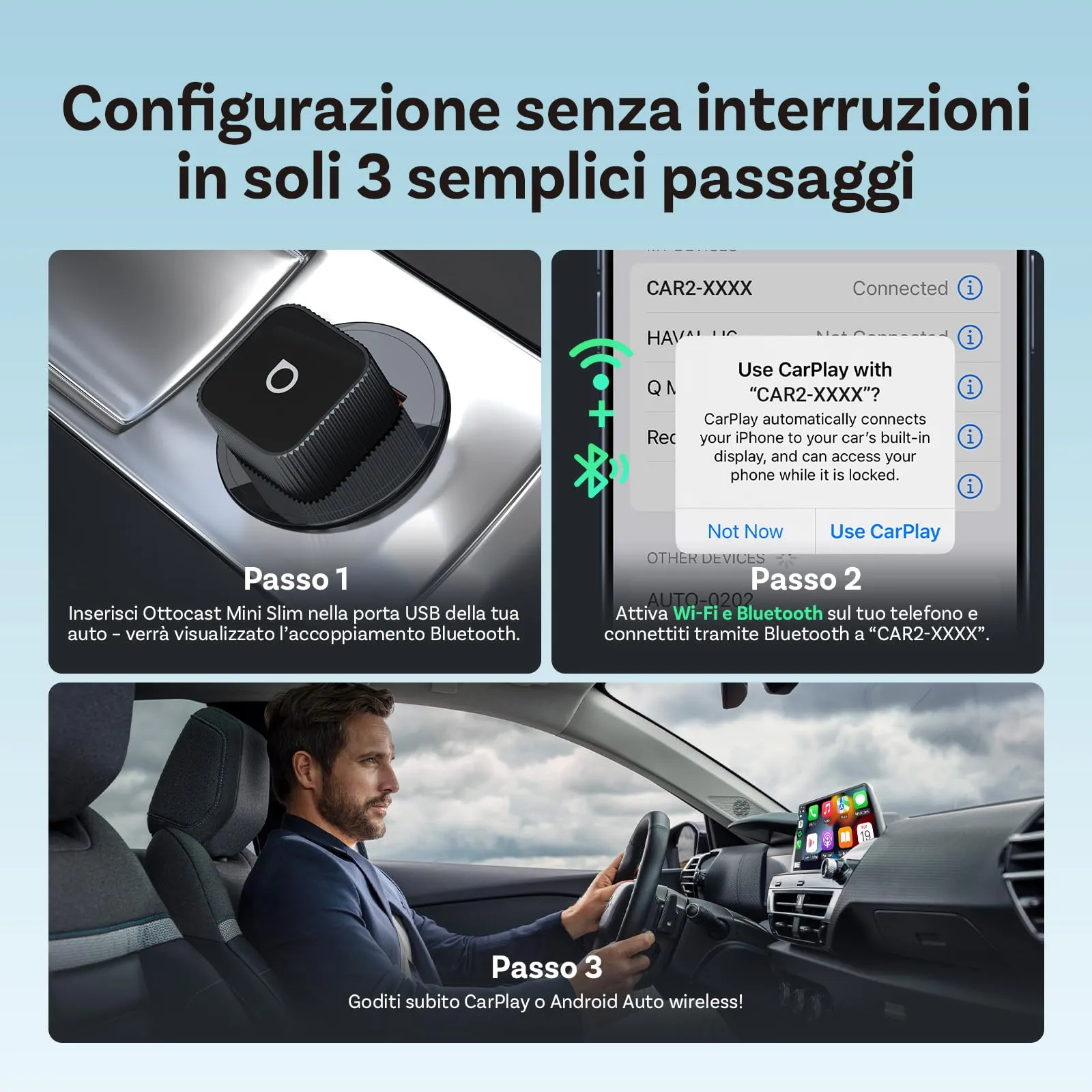 OTTOCAST 2 in 1 Wireless CarPlay and Android Auto Adapter 2026 - immagine 9