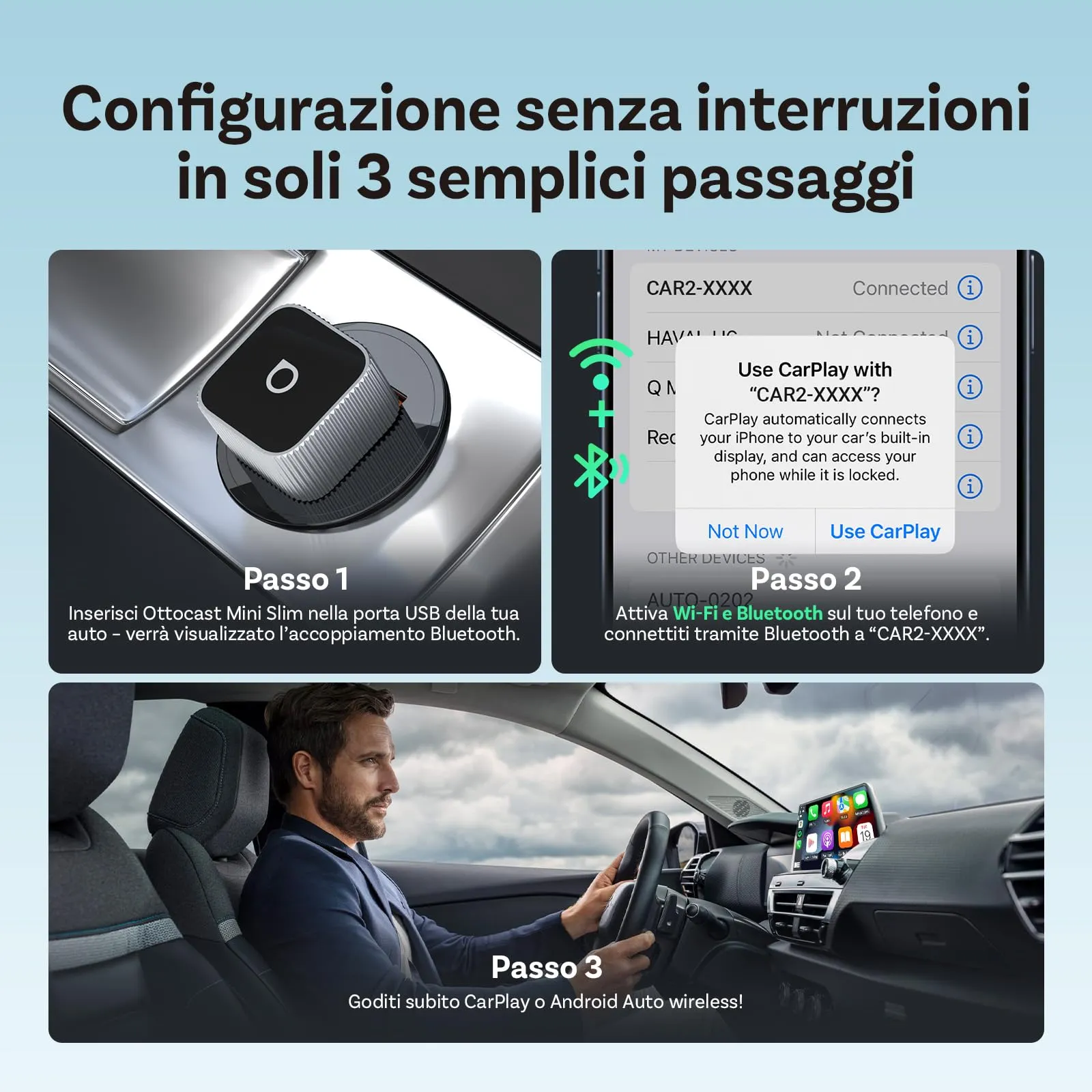 OTTOCAST 2 in 1 Wireless CarPlay and Android Auto Adapter 2026 - immagine 9