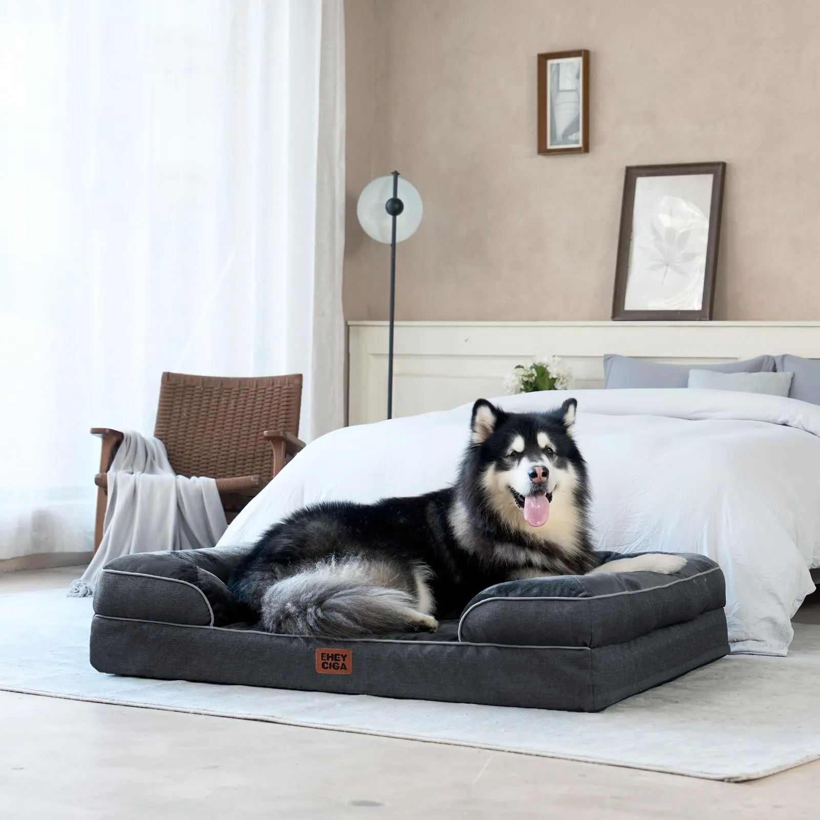 EHEYCIGA Cuccia Cane Interno Taglia XL, 122x89x20cm, Grigio Scuro - immagine 8