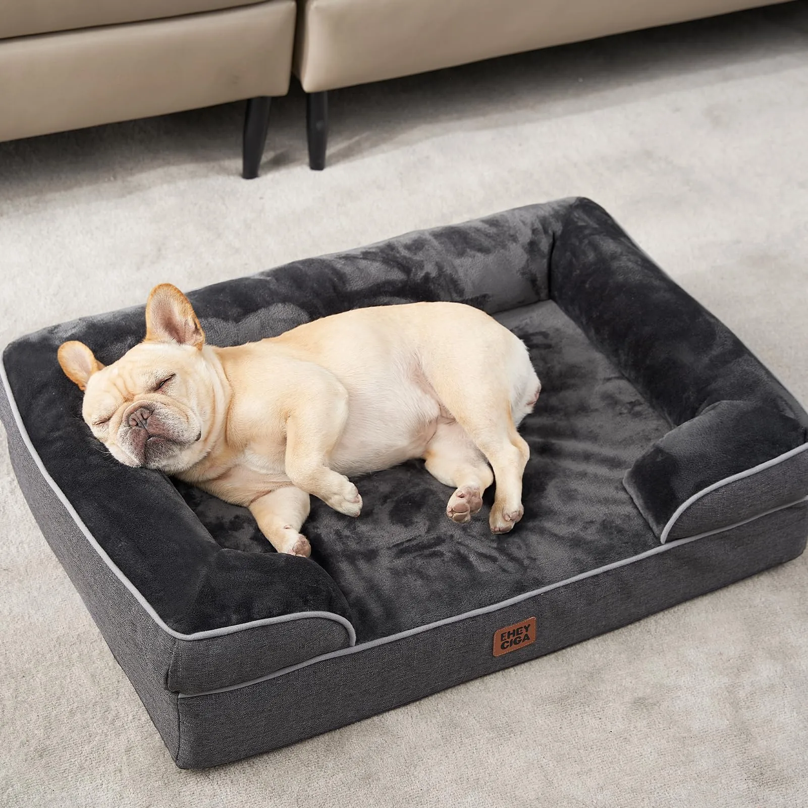 EHEYCIGA Cuccia Cane Interno Taglia XL, 122x89x20cm, Grigio Scuro - immagine 9