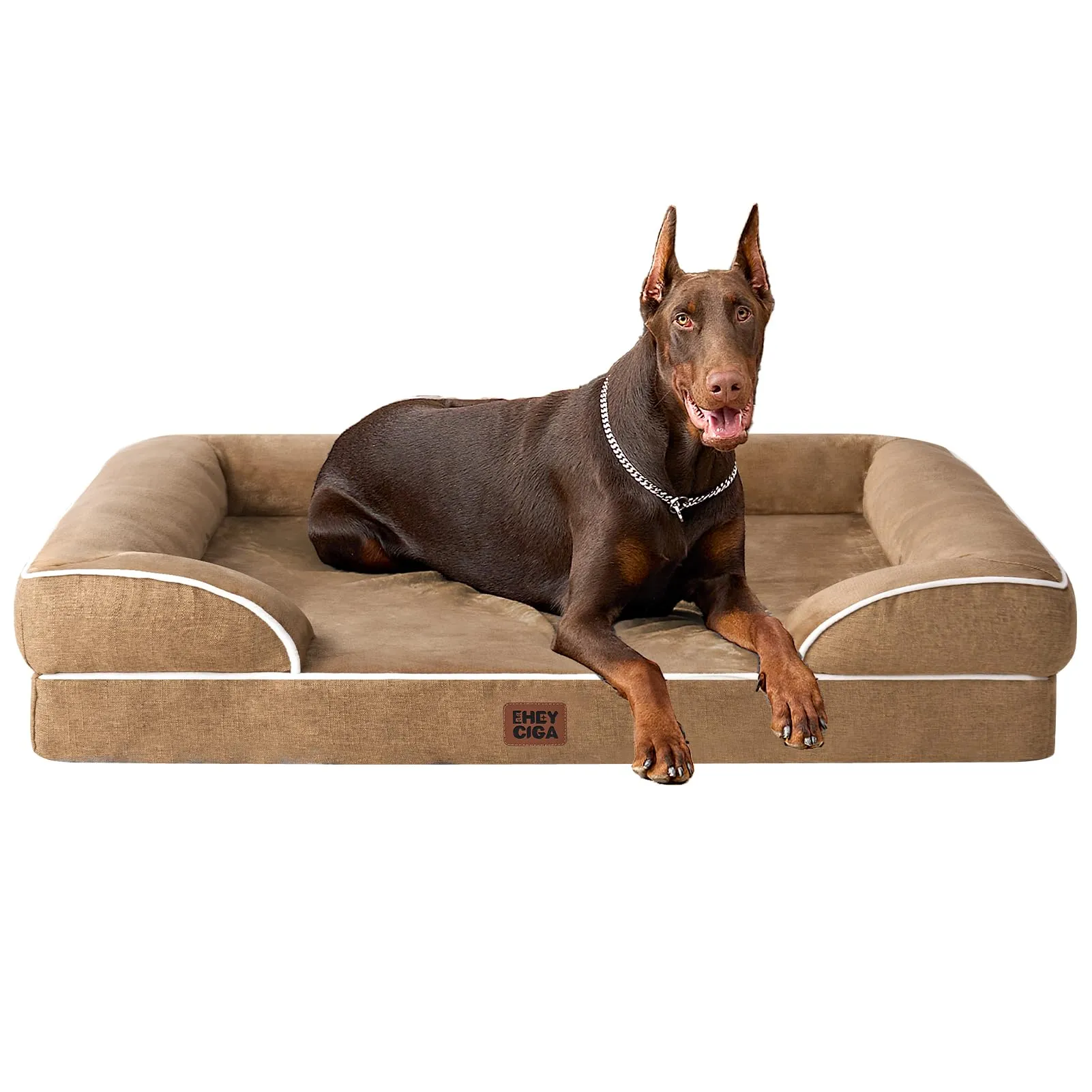 EHEYCIGA Cuccia Cane Interno Taglia XL, 122x89x20cm, Cammello - immagine 1