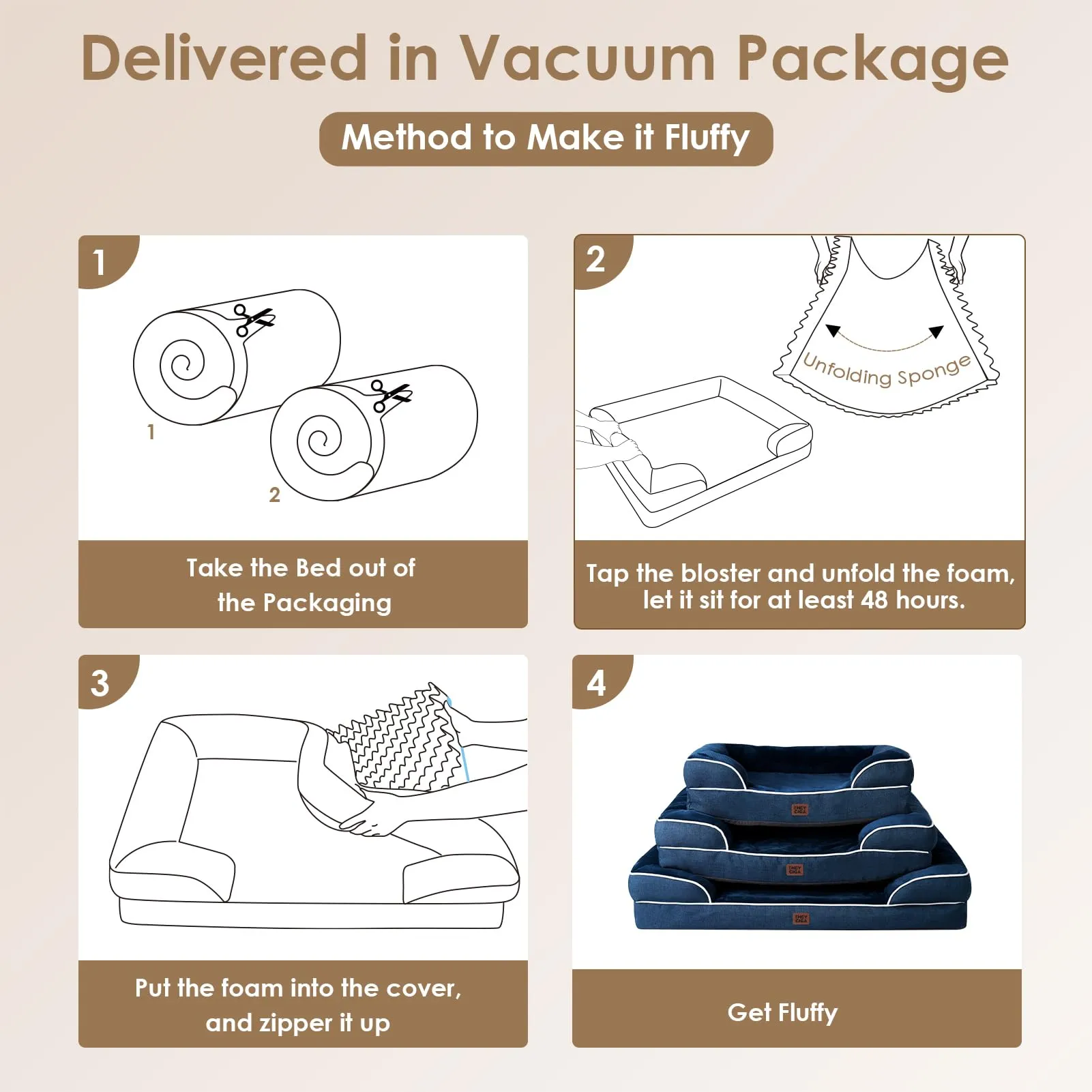 EHEYCIGA Cuccia Cane Interno, Taglia XL, 122x89x20cm, Blu Navy - immagine 7