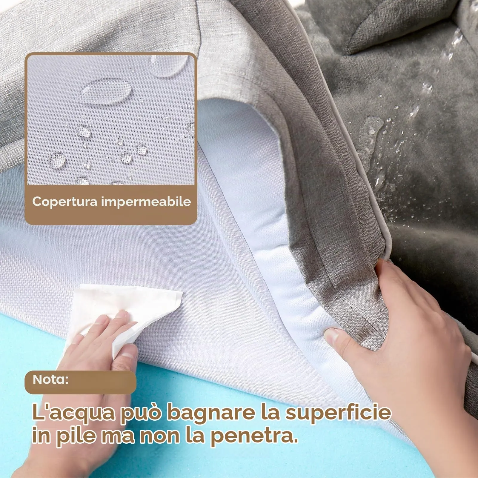 EHEYCIGA Cuccia Cane Interno Taglia XL, 122x89x20cm, Grigio - immagine 4