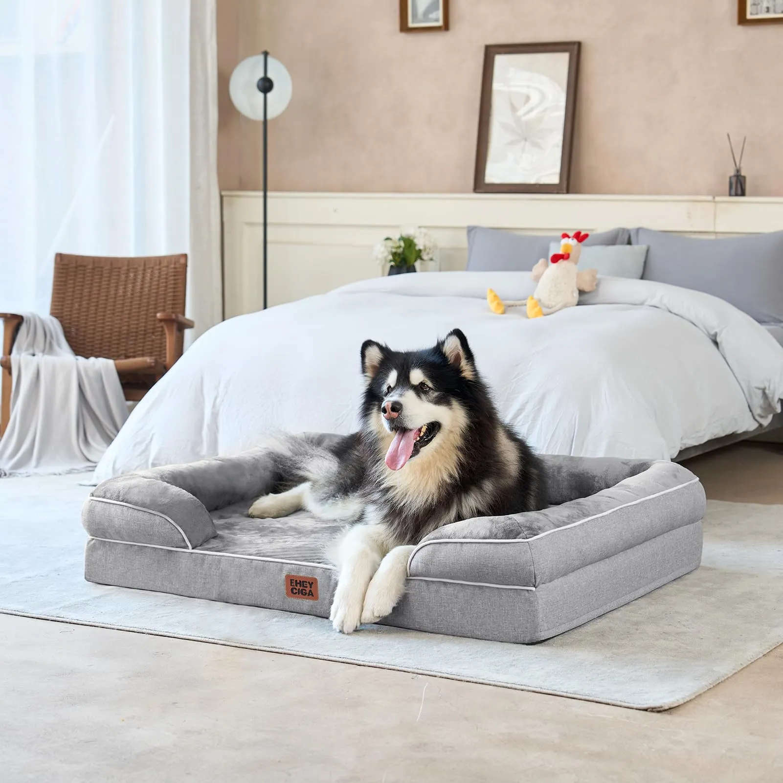 EHEYCIGA Cuccia Cane Interno Taglia XL, 122x89x20cm, Grigio - immagine 9