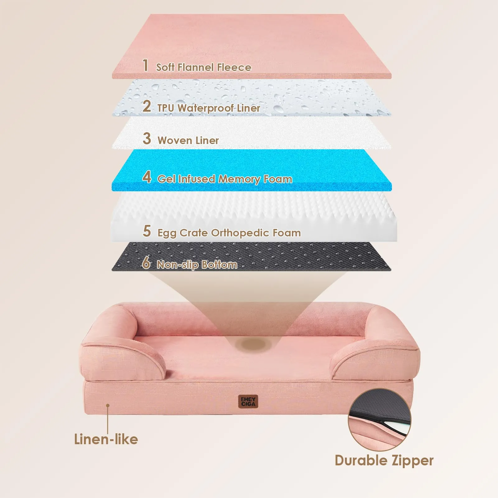 EHEYCIGA Cuccia Cane Interno Taglia XL, 122x89x20cm, Rosa - immagine 3