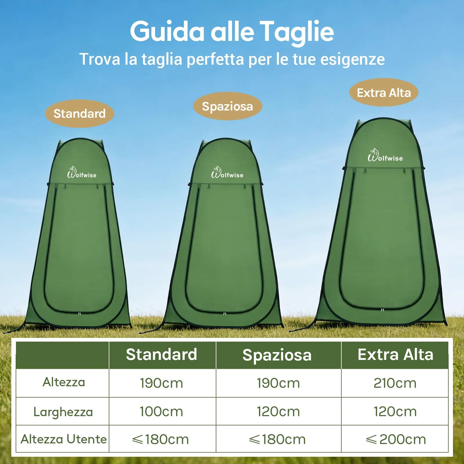 Wolfwise Tenda Doccia Campeggio Pop-Up, Spogliatoio Portatile e Pieghevole - immagine 2