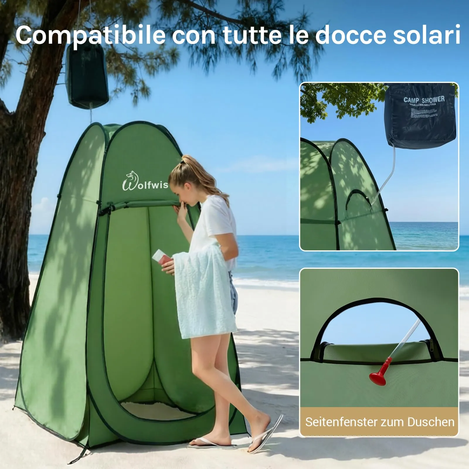 Wolfwise Tenda Doccia Campeggio Pop-Up, Spogliatoio Portatile e Pieghevole - immagine 4