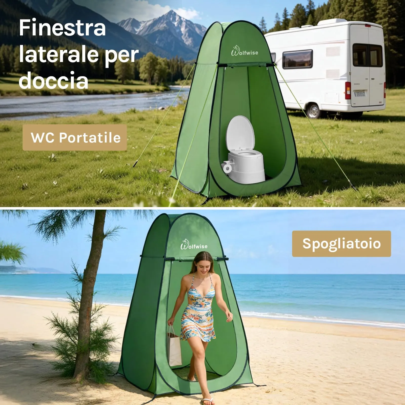 Wolfwise Tenda Doccia Campeggio Pop-Up, Spogliatoio Portatile e Pieghevole - immagine 5