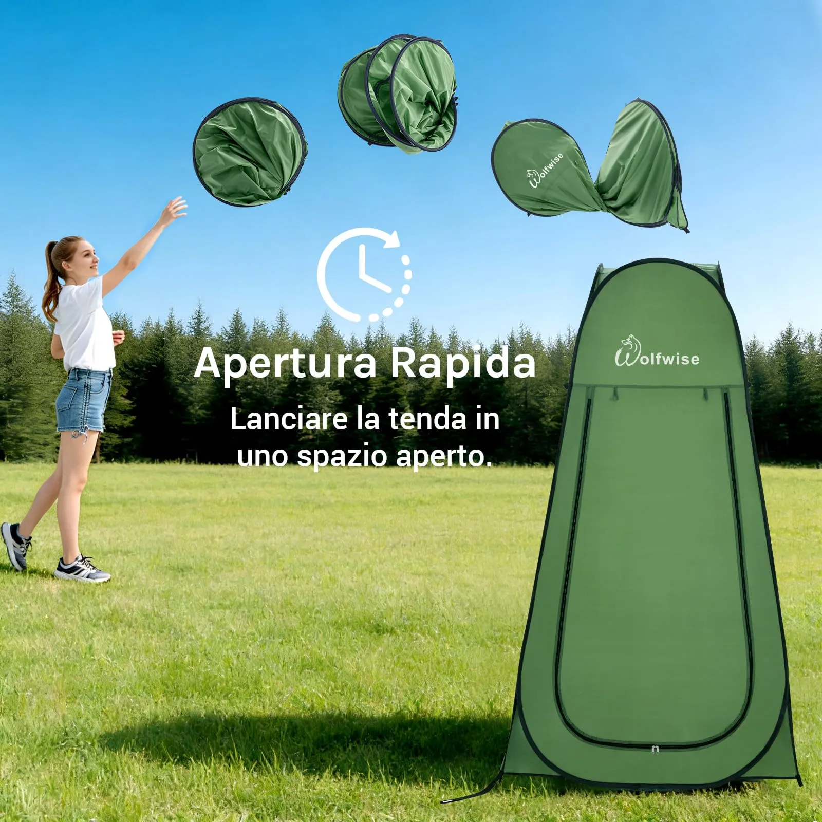 Wolfwise Tenda Doccia Campeggio Pop-Up, Spogliatoio Portatile e Pieghevole - immagine 8