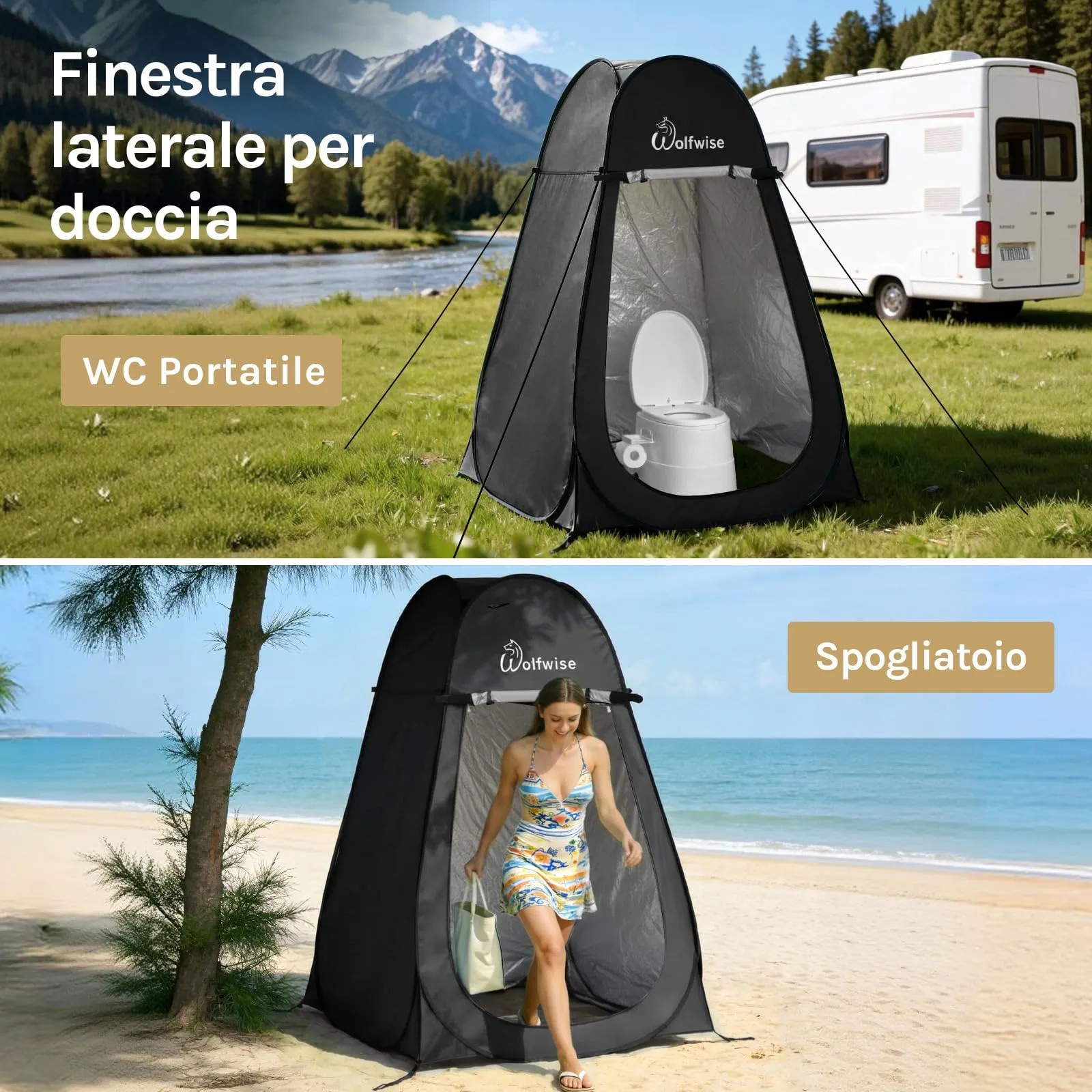 Wolfwise Tenda Doccia Campeggio Pop-Up, Spogliatoio Portatile e Pieghevole - immagine 5