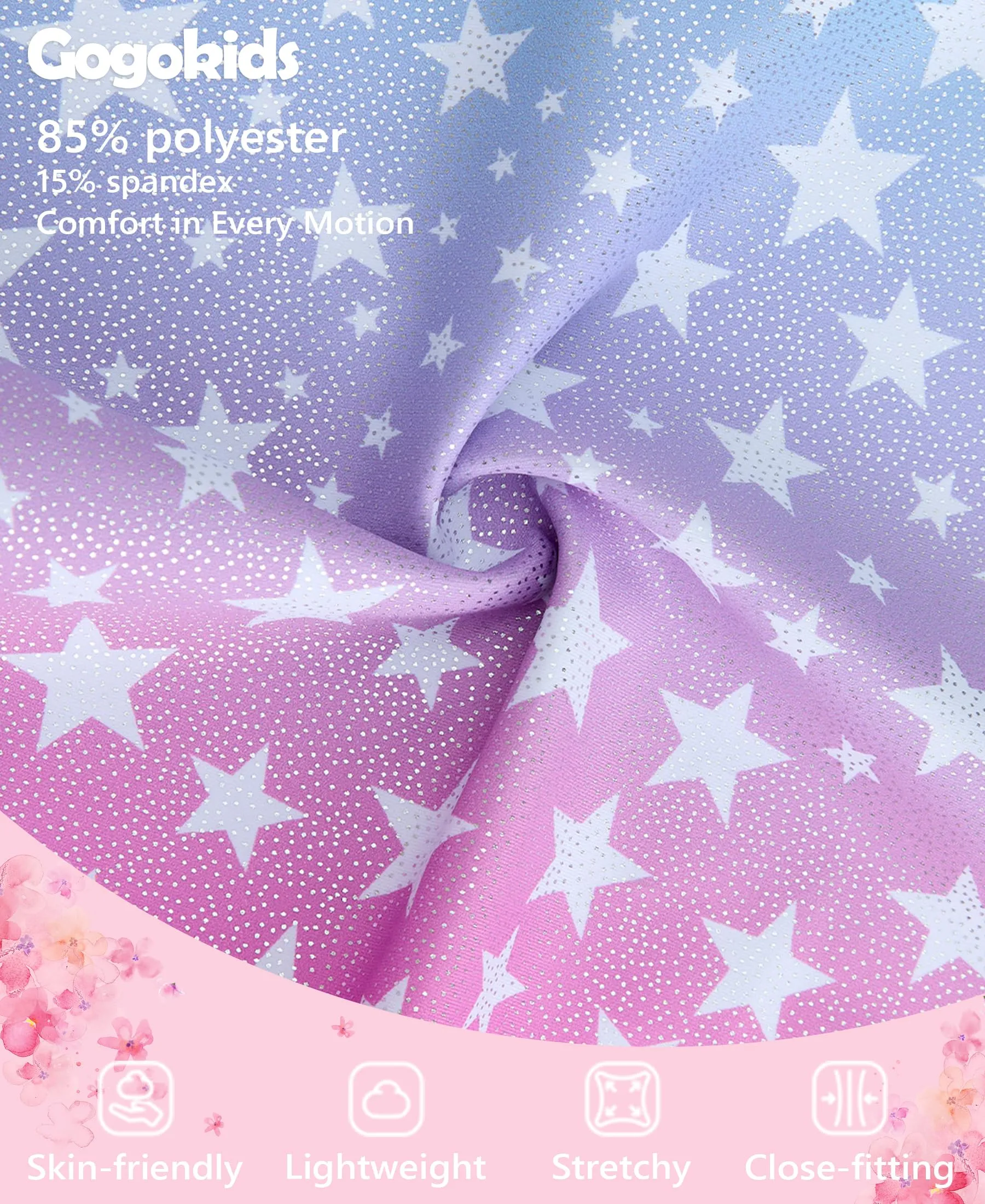 Gogokids Set Ginnastica per Ragazze con Strass, Canotta, Pantaloncini e Cerchietto, Stella Multicolore, 8-9 anni - immagine 3