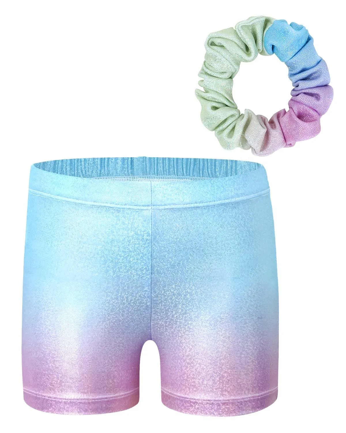 Gogokids Set da Ginnastica da Bambina 3 Pezzi, Body senza Maniche, Pantaloncini e Fascia per Capelli, Design Sfumato, Rosa+Blu-3, 150(140-150) - immagine 4