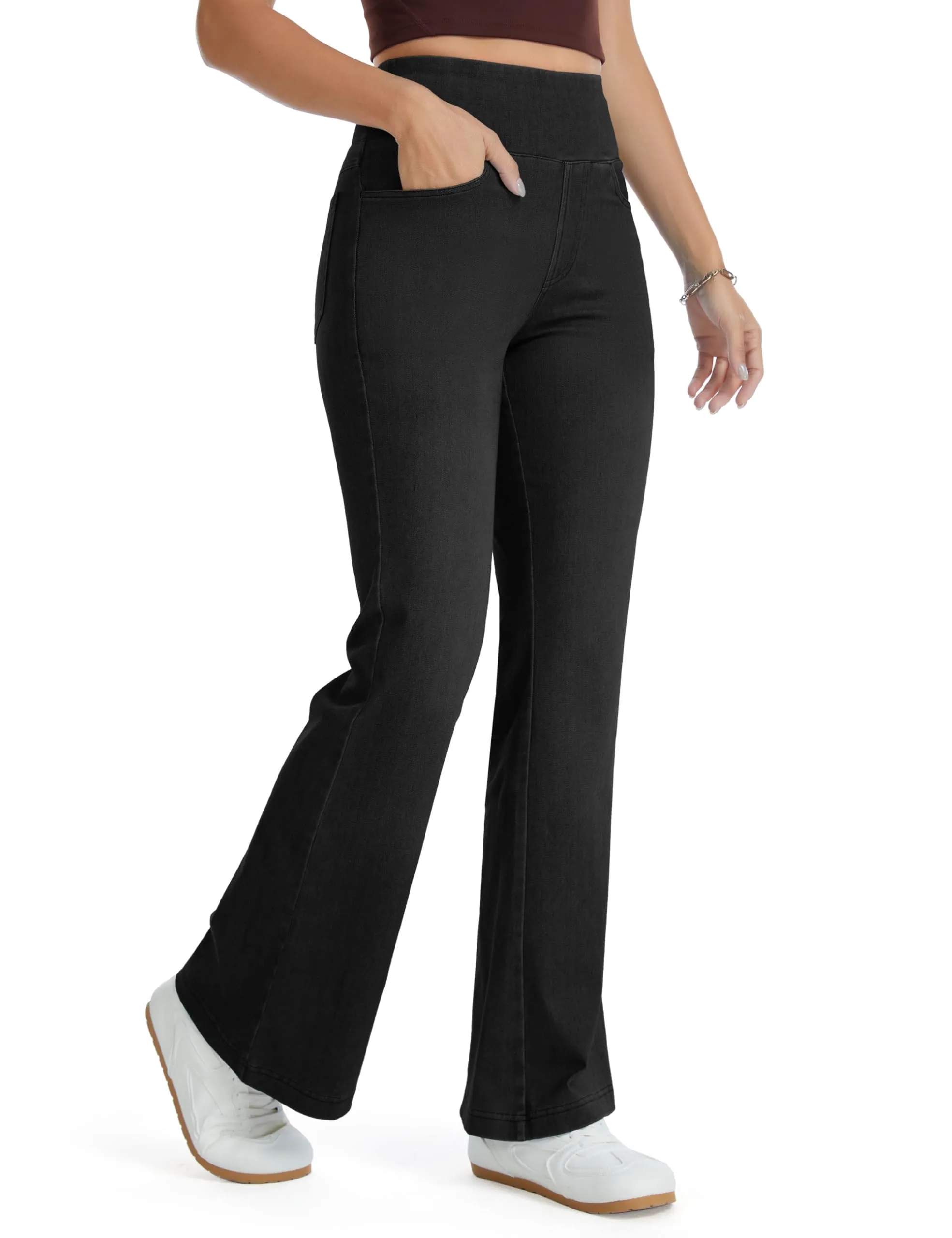 The Gym People Jeans Bootcut Donna Vita Alta Stretch Jeggings Zampa - immagine 9