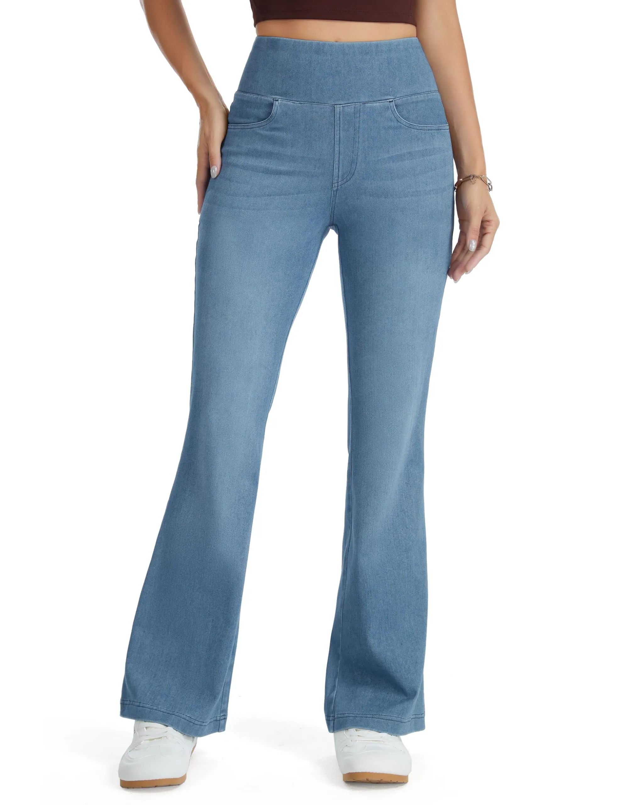 The Gym People Jeans Bootcut Donna Vita Alta Stretch Jeggings Zampa - immagine 8