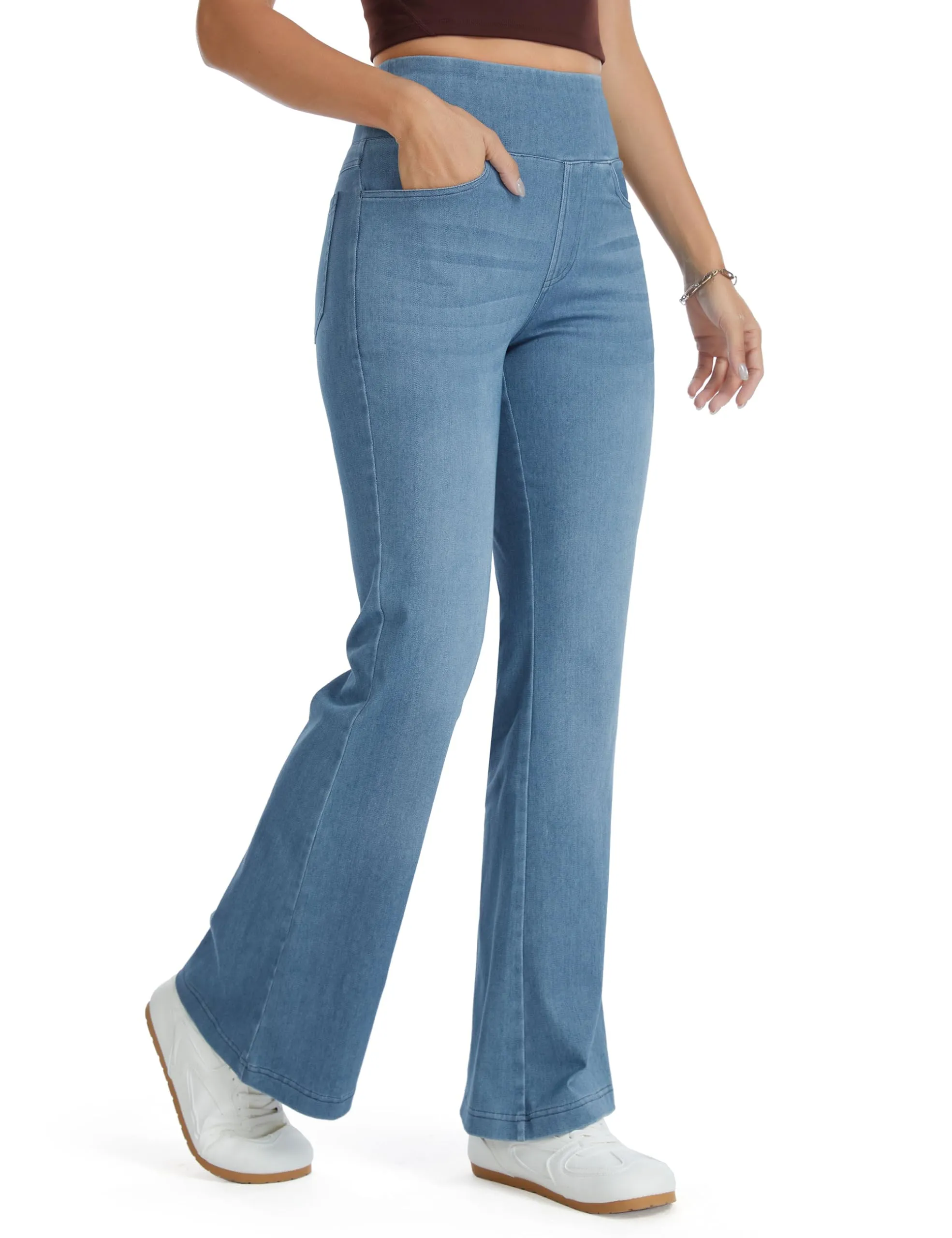 The Gym People Jeans Bootcut Donna Vita Alta Stretch Jeggings Zampa - immagine 9