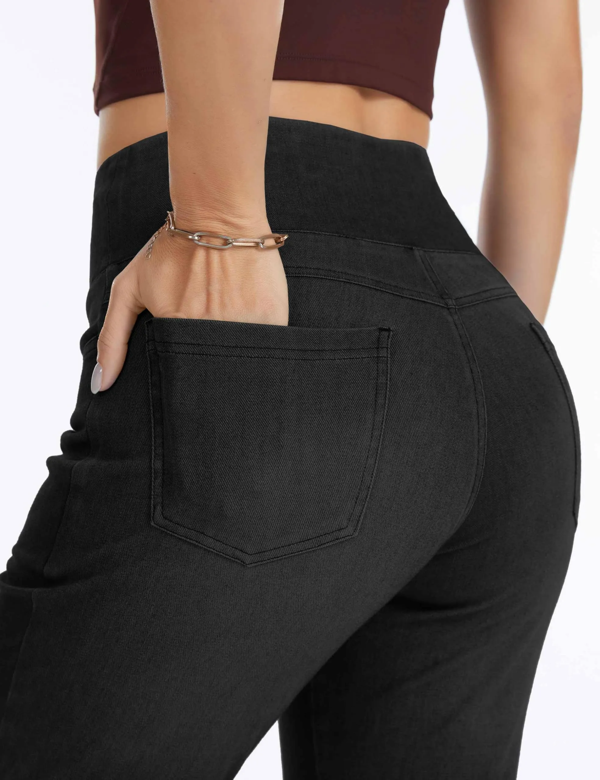 The Gym People Jeans Bootcut Donna Vita Alta Stretch Jeggings Zampa - immagine 7