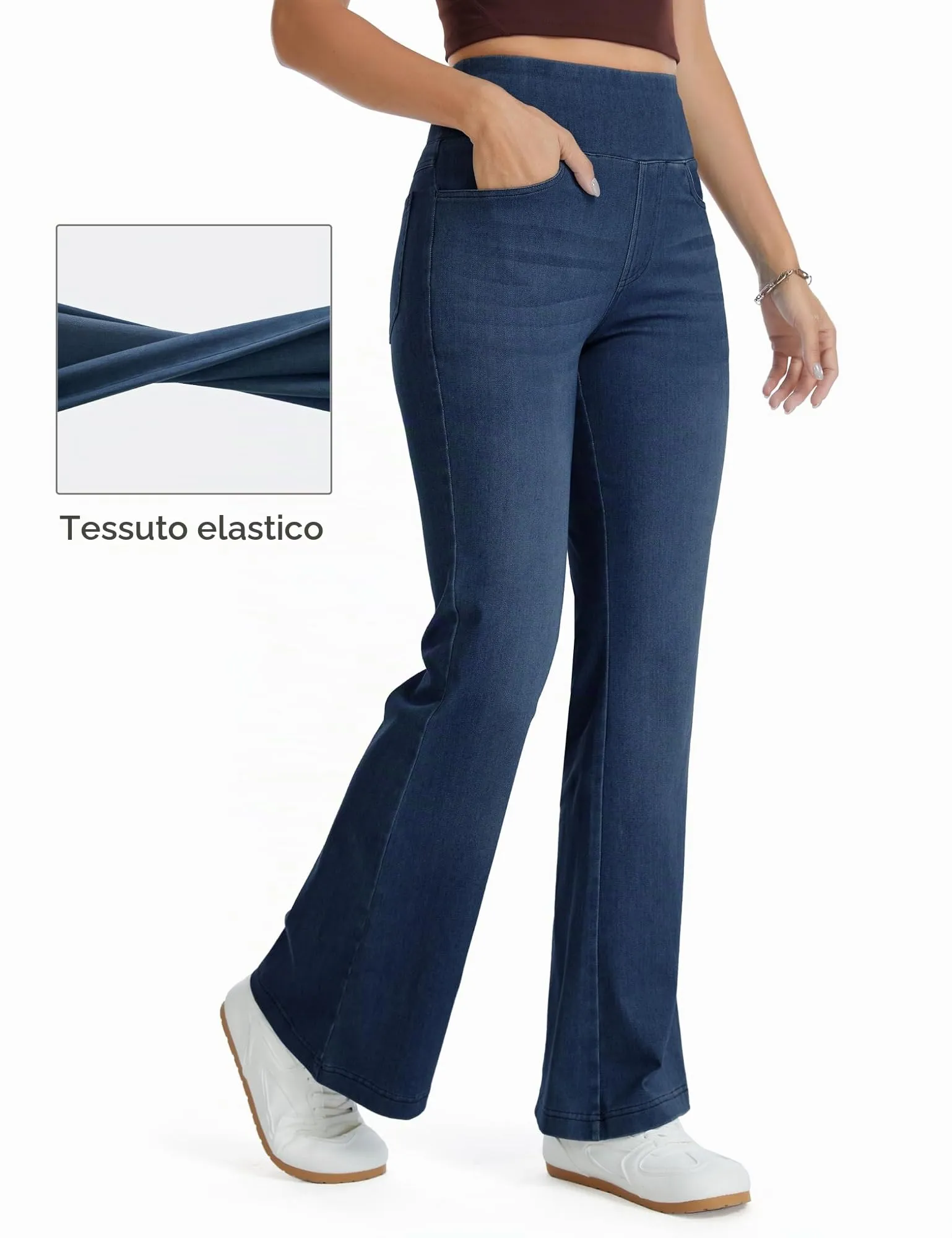 The Gym People Jeans Bootcut Donna Vita Alta Stretch Jeggings Zampa - immagine 3