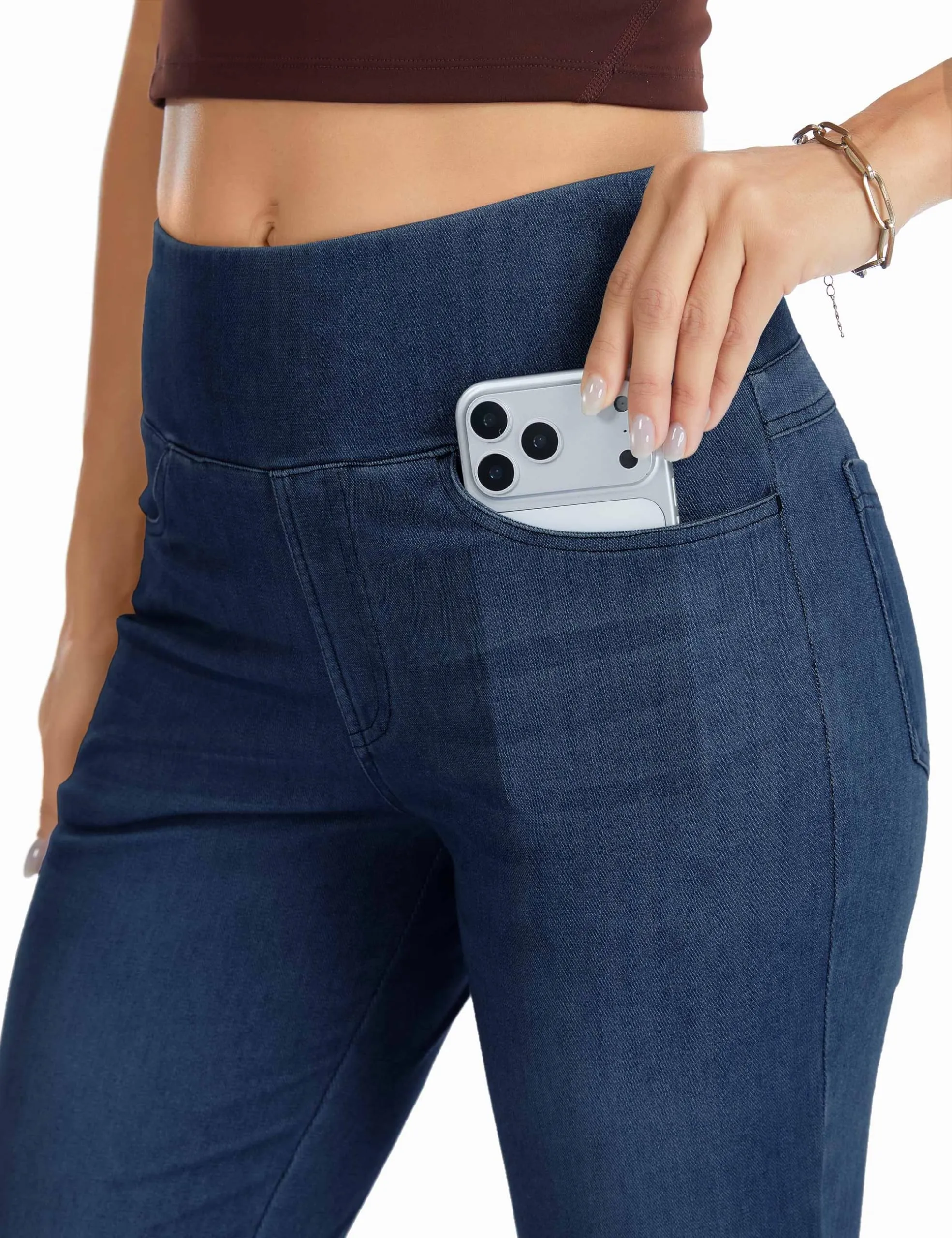 The Gym People Jeans Bootcut Donna Vita Alta Stretch Jeggings Zampa - immagine 5
