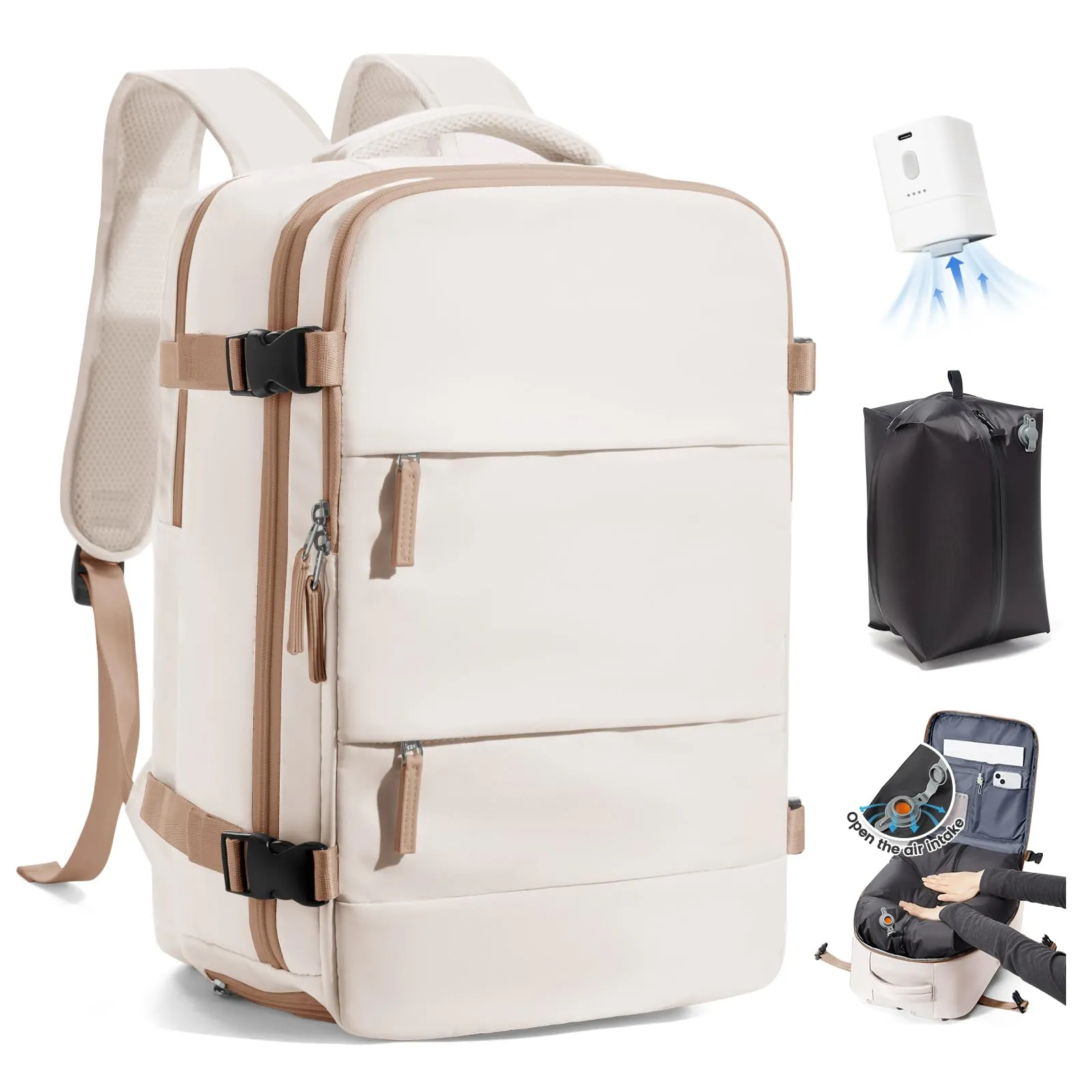 SZLX Zaino da Viaggio Sottovuoto con Pompa, Bagaglio a Mano 40x30x20 per Ryanair, Wizzair, Easyjet, Compatibile con Laptop 14 Pollici, con Porta Scarpe - immagine 1