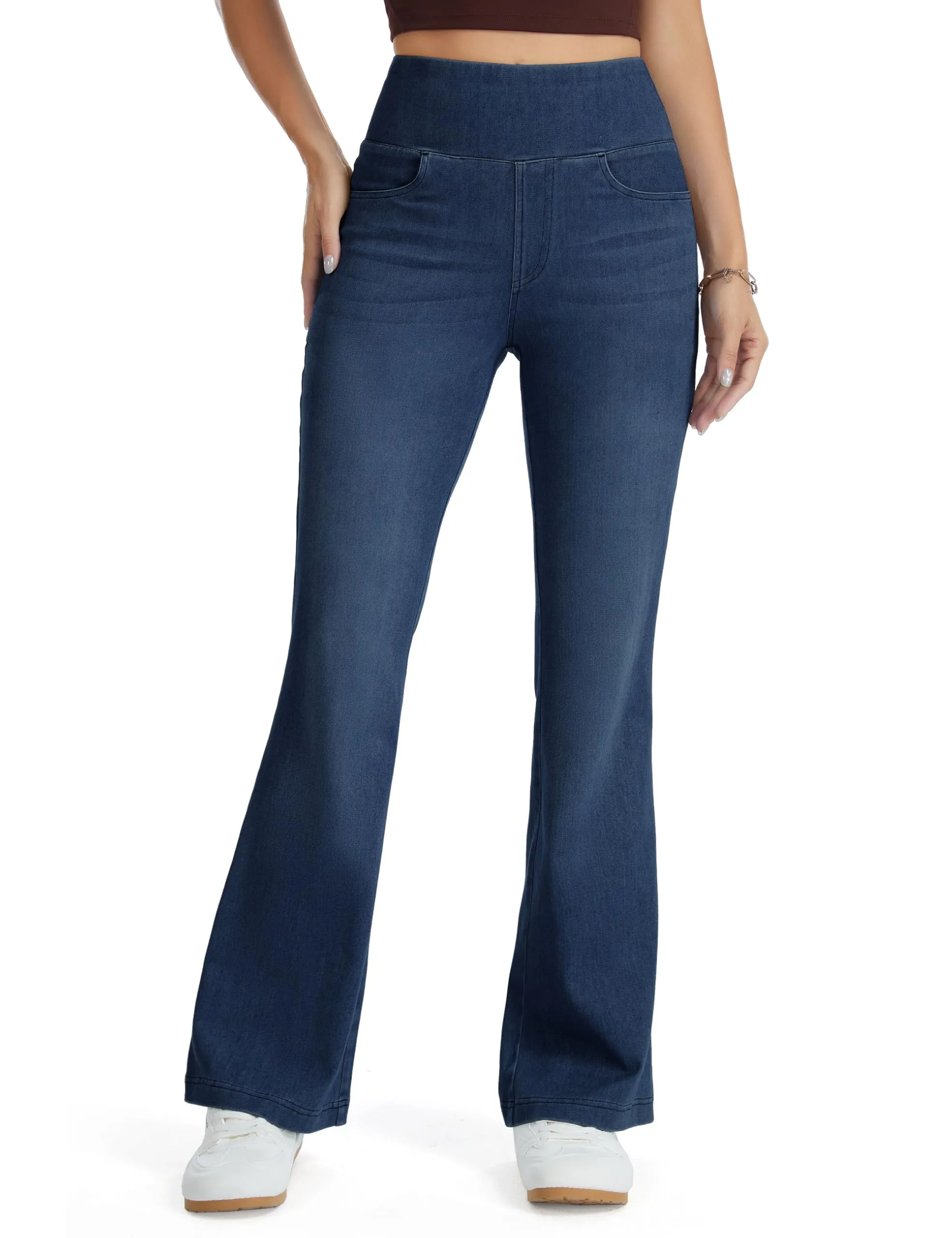 The Gym People Jeans Bootcut Donna Vita Alta Stretch Jeggings Zampa - immagine 8