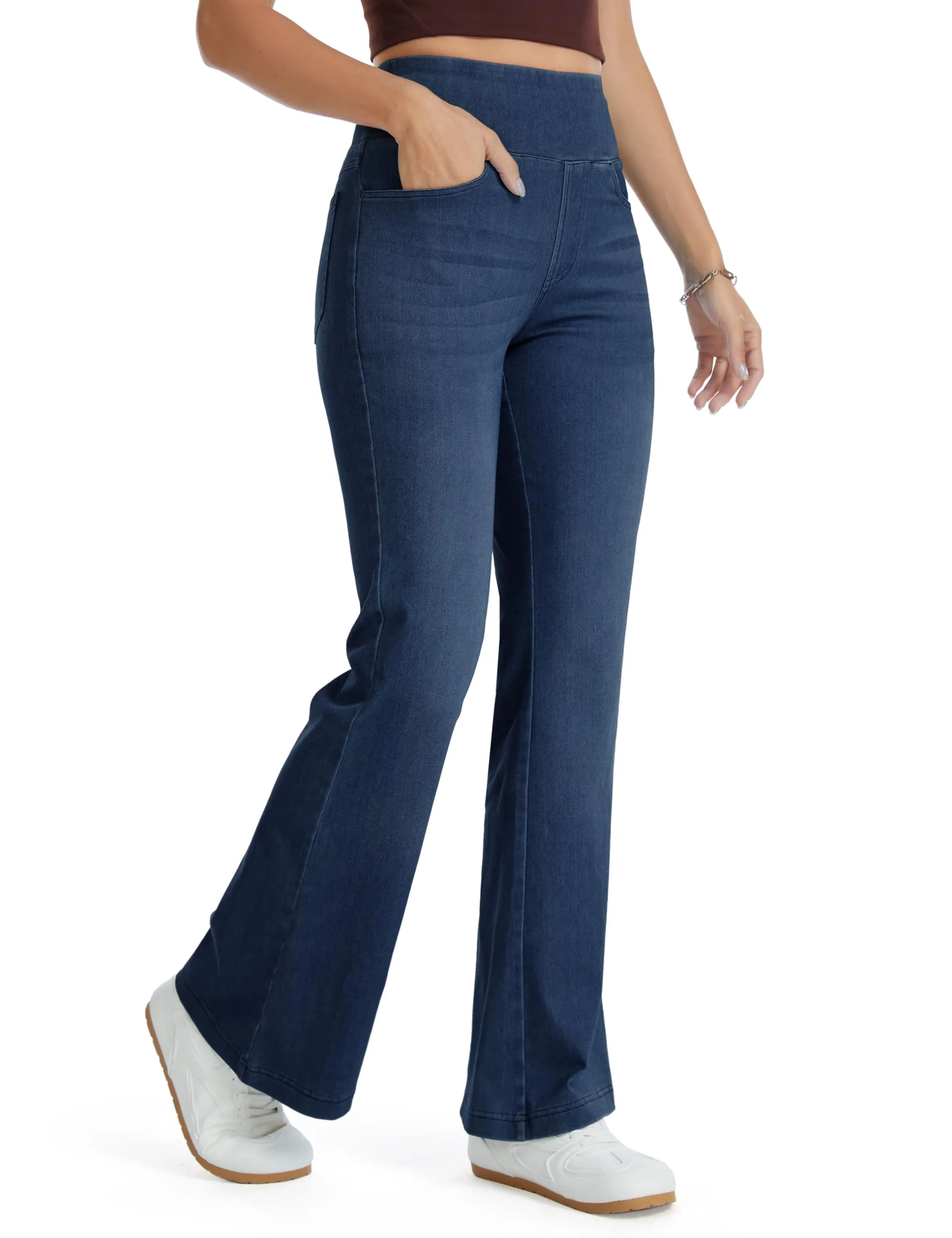 The Gym People Jeans Bootcut Donna Vita Alta Stretch Jeggings Zampa - immagine 9