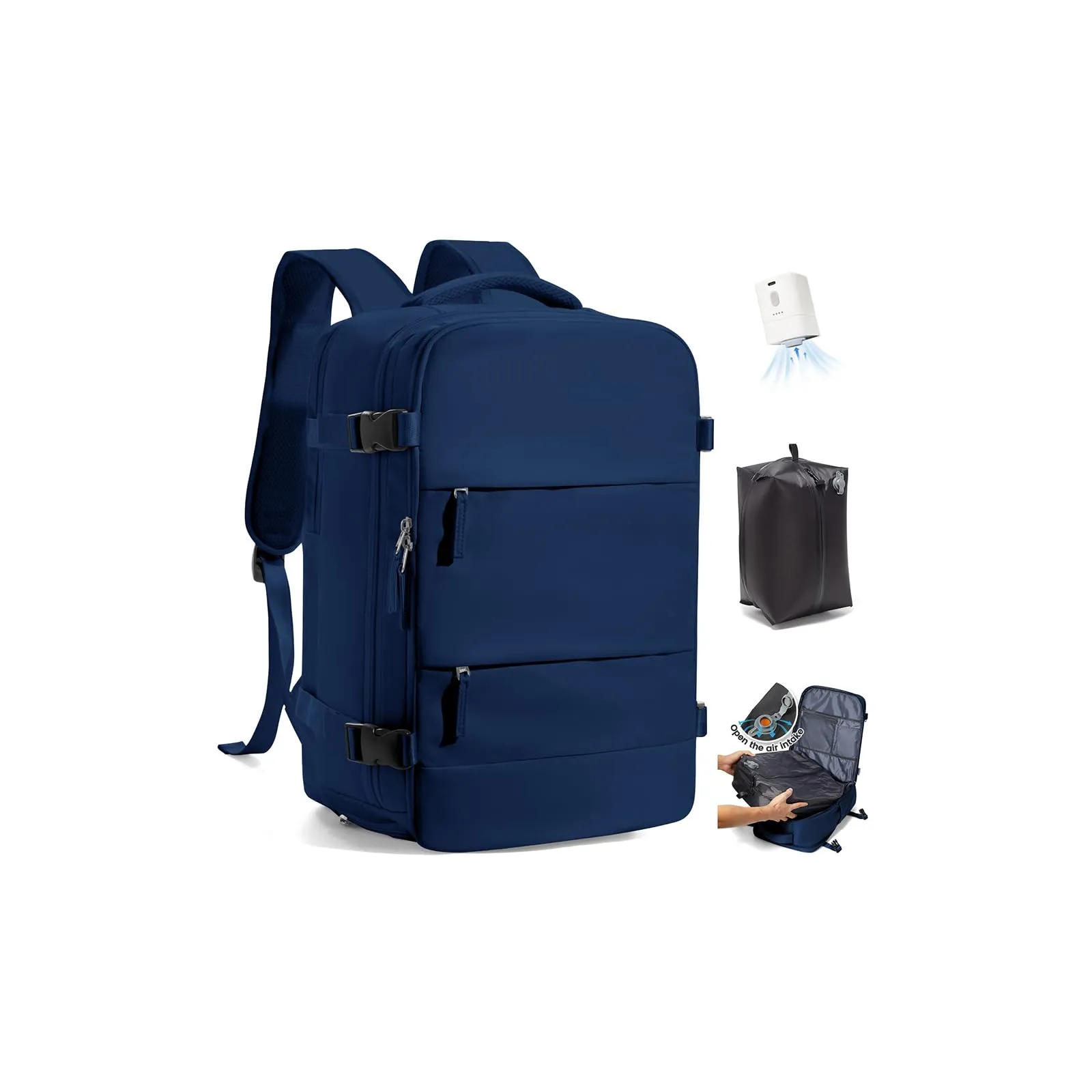SZLX Zaino da Viaggio 40x30x20 Sottovuoto con Pompa per Ryanair e Wizzair, Impermeabile, Scomparto Laptop 14 Pollici e Scomparto per Scarpe - immagine 1