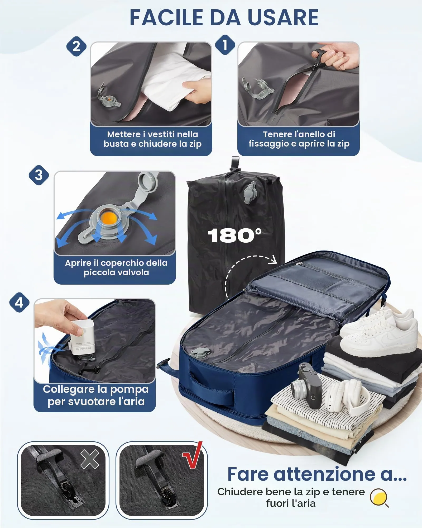 SZLX Zaino da Viaggio 40x30x20 Sottovuoto con Pompa per Ryanair e Wizzair, Impermeabile, Scomparto Laptop 14 Pollici e Scomparto per Scarpe - immagine 6
