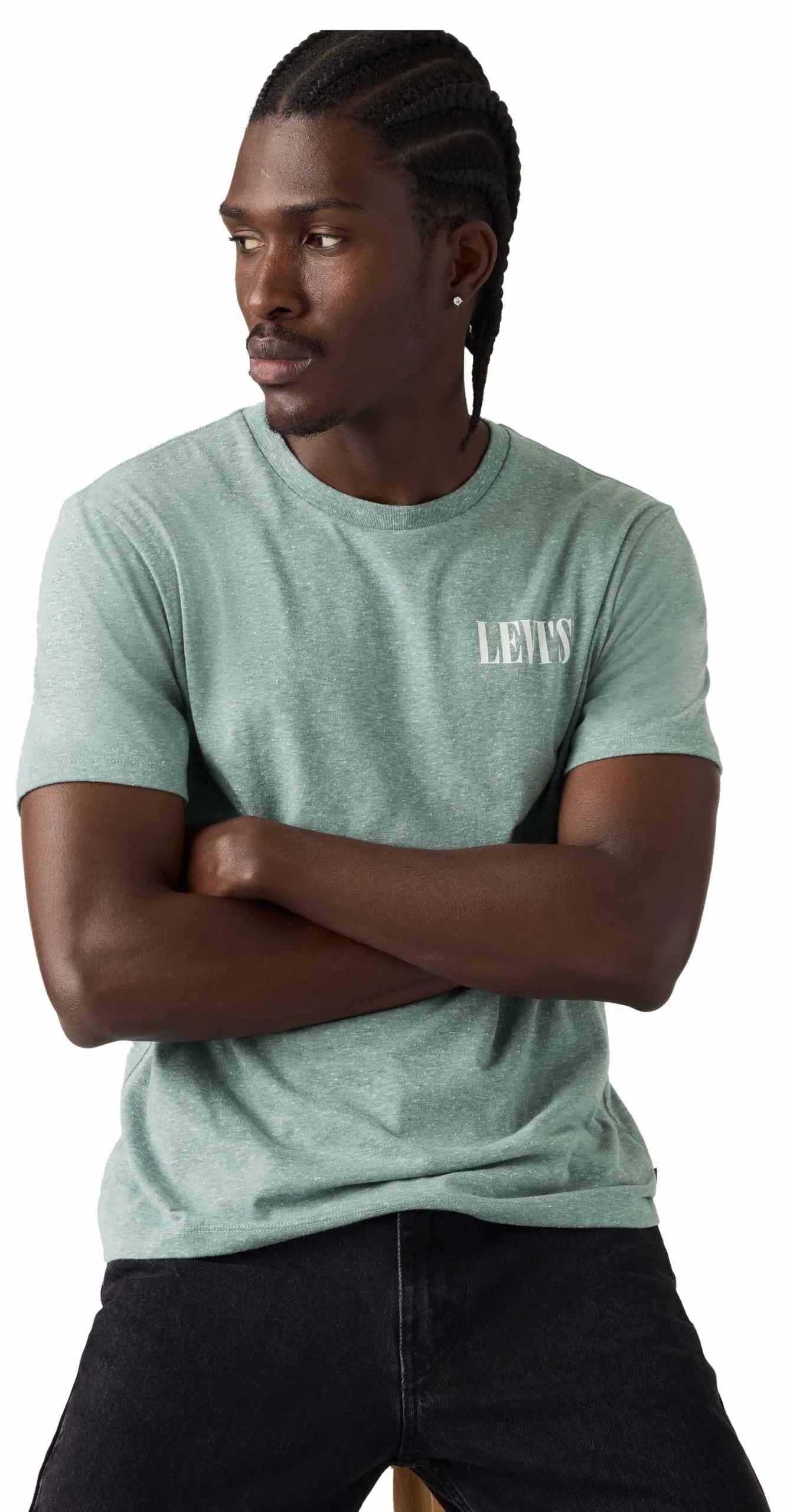 Levi's Men's Crew Neck T-Shirt, Ssnl Serif Stormy Sea, M - immagine 2