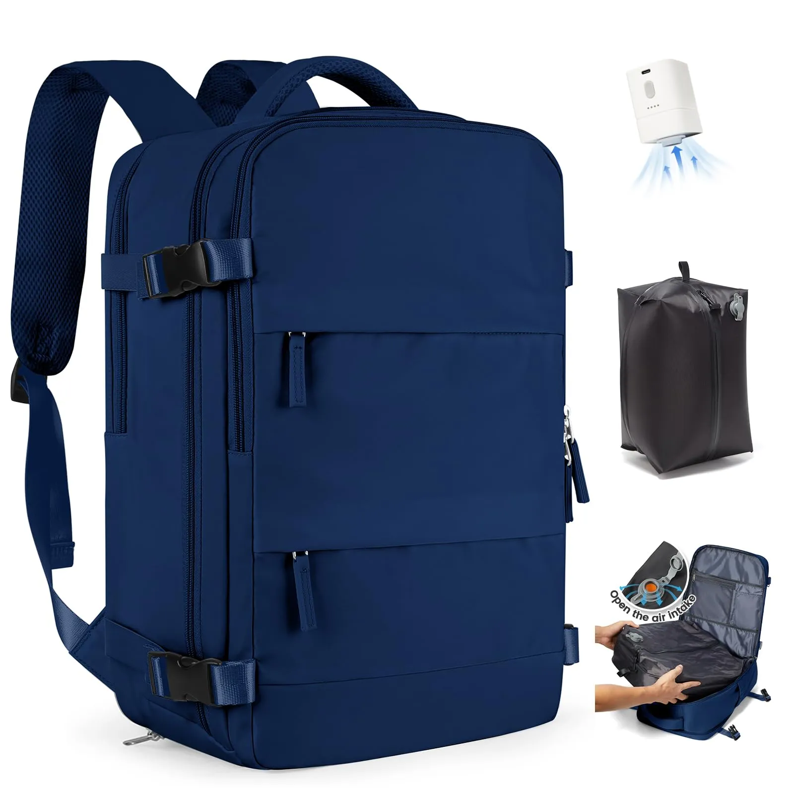 SZLX Zaino da Viaggio Sottovuoto con Pompa, Bagaglio a Mano per Ryanair 40x30x20, Wizzair, Easyjet, Compatibile con Laptop 14 Pollici, con Porta Scarpe - immagine 1