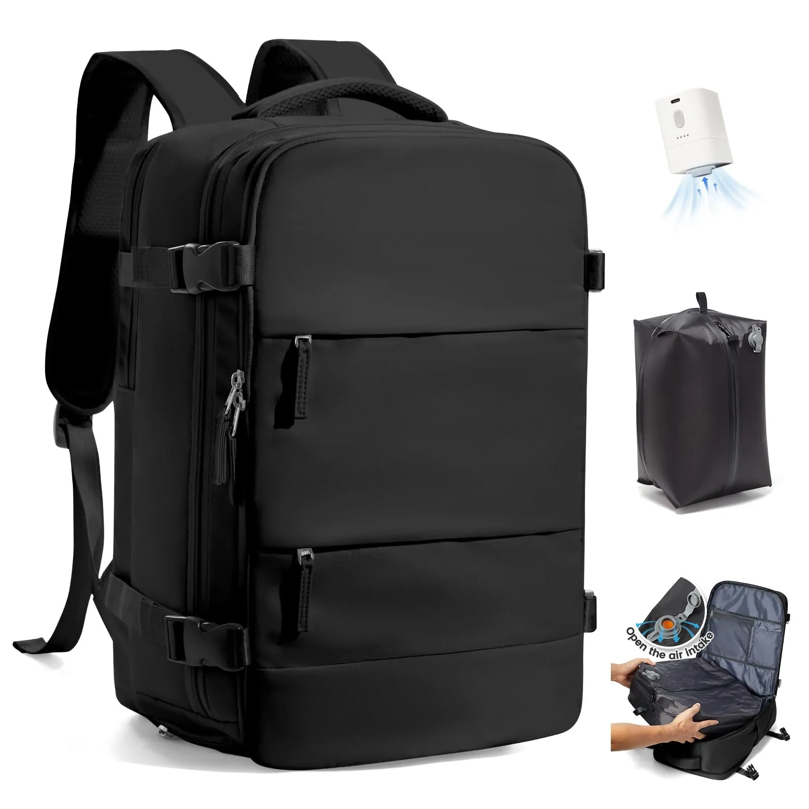 SZLX Zaino da Viaggio Sottovuoto con Pompa 40x30x20cm per Ryanair e Wizzair, Impermeabile, Scomparto Laptop 14 Pollici e Scomparto Scarpe - immagine 1
