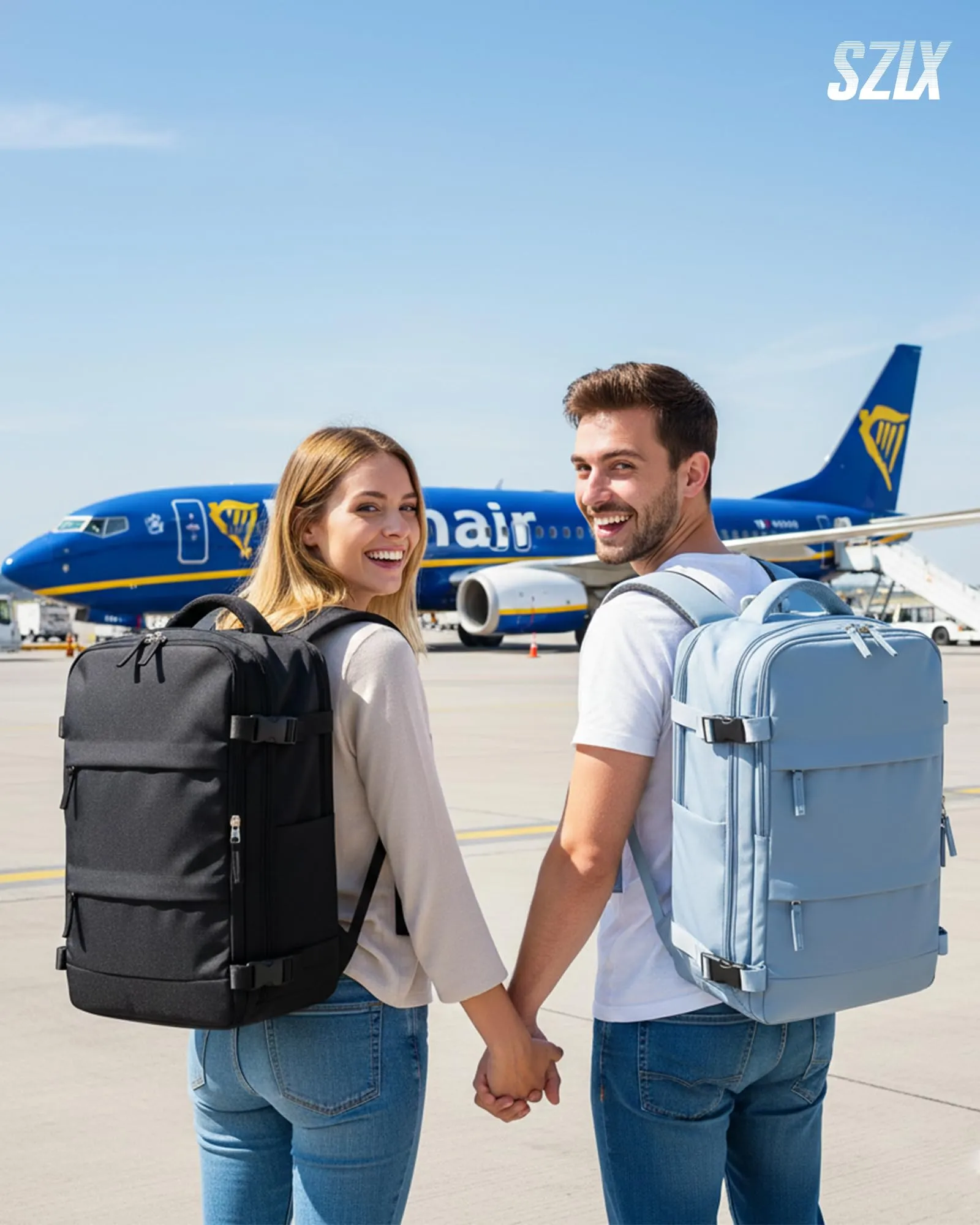 SZLX Zaino da Viaggio Sottovuoto con Pompa 40x30x20cm per Ryanair e Wizzair, Impermeabile, Scomparto Laptop 14 Pollici e Scomparto Scarpe - immagine 2