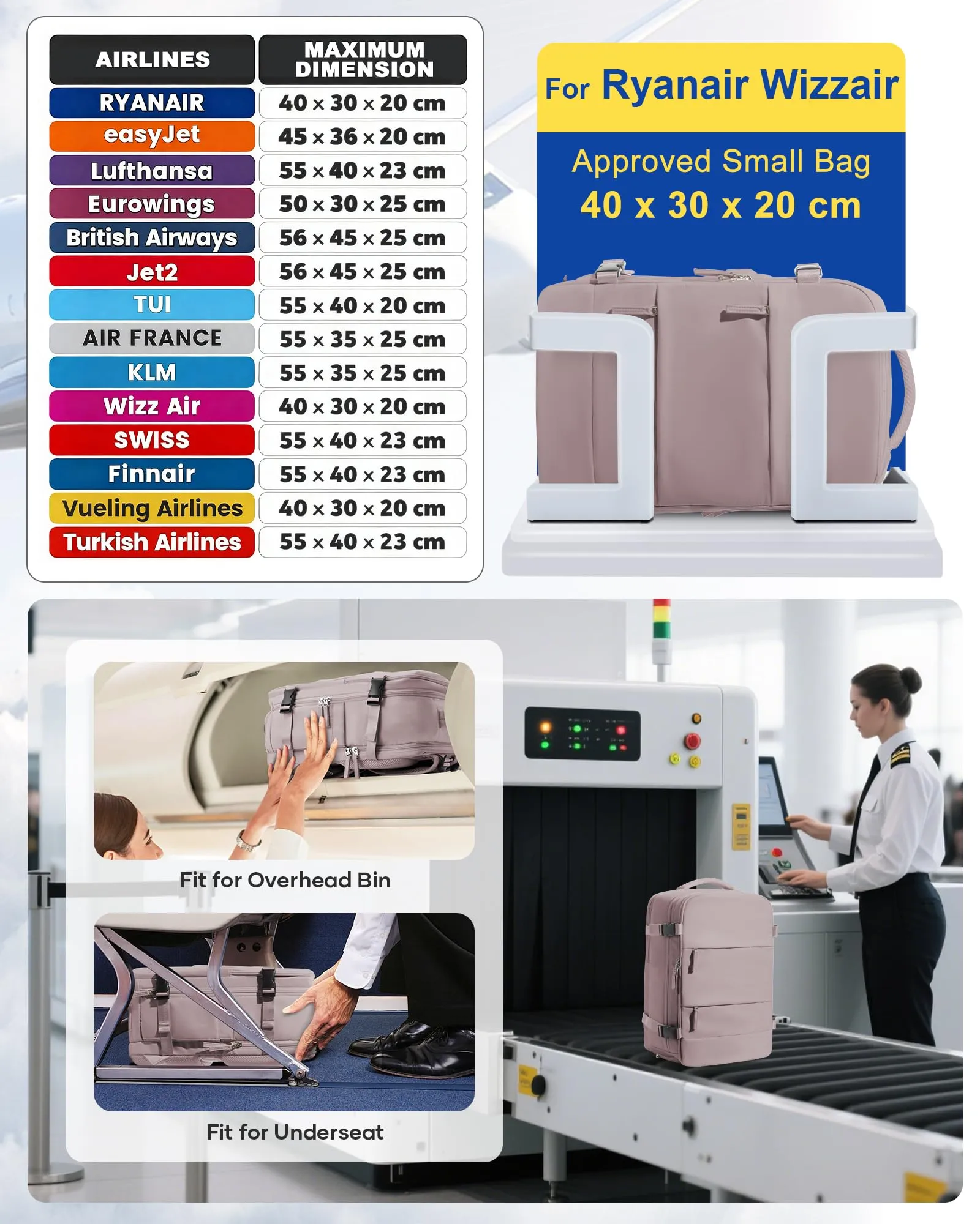 SZLX Zaino da Viaggio 40x30x20 Sottovuoto con Pompa per Ryanair e Wizzair, Impermeabile, Scomparto Laptop 14 Pollici e Scomparto per Scarpe - immagine 3