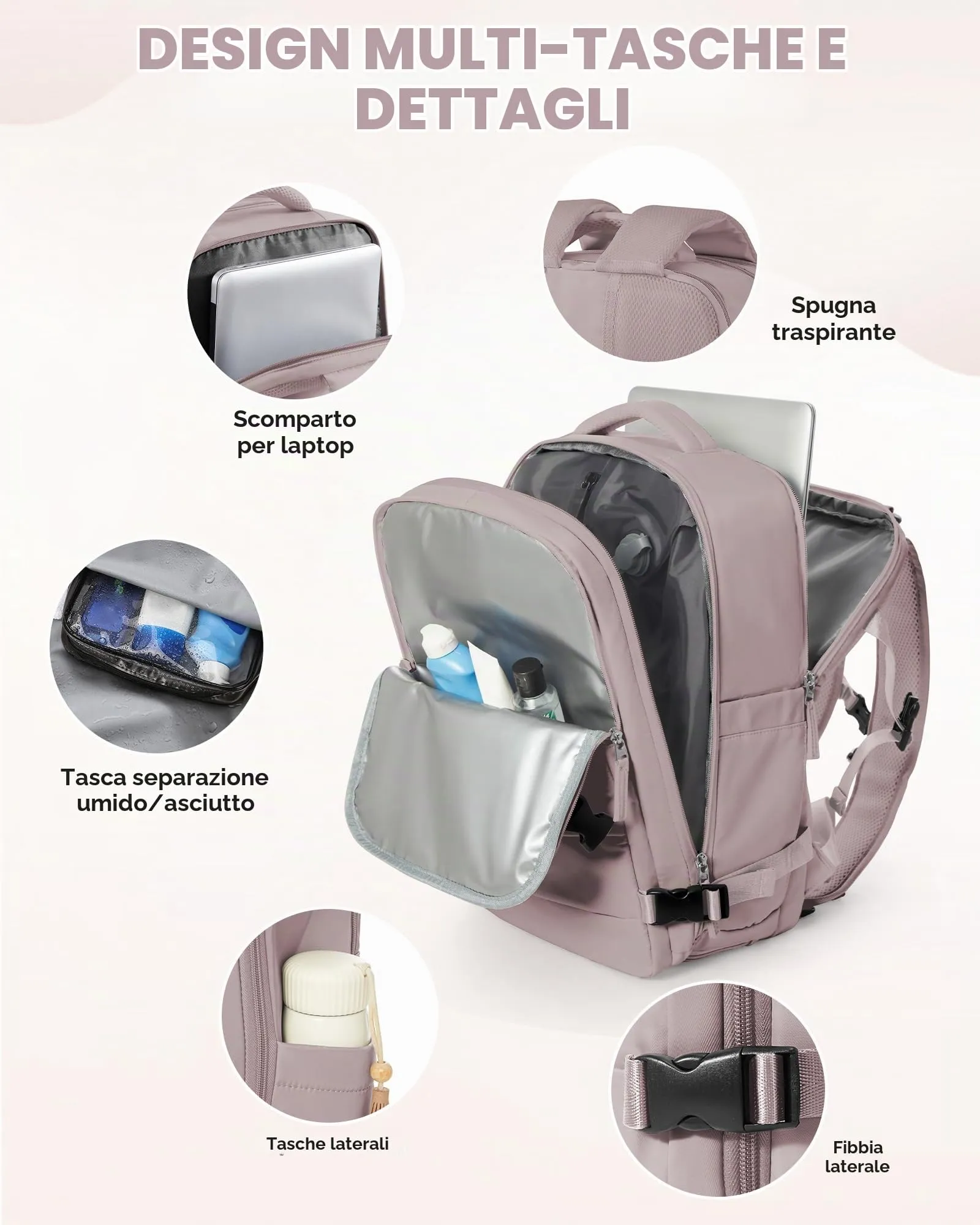 SZLX Zaino da Viaggio 40x30x20 Sottovuoto con Pompa per Ryanair e Wizzair, Impermeabile, Scomparto Laptop 14 Pollici e Scomparto per Scarpe - immagine 9