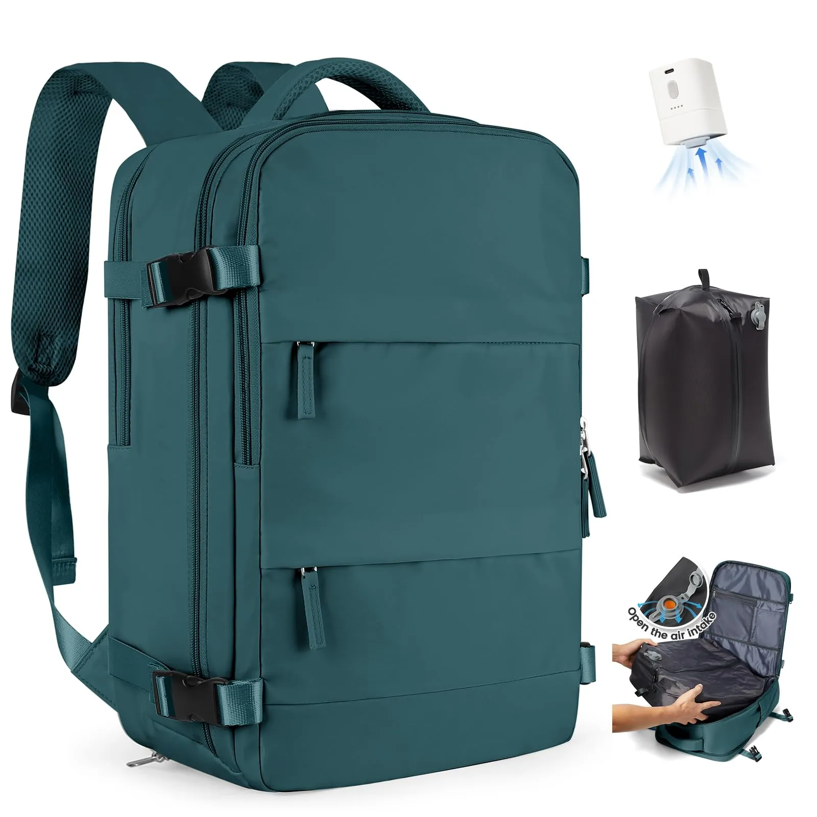 SZLX Zaino da Viaggio 40x30x20 Sottovuoto con Pompa per Ryanair e Wizzair, Impermeabile, Scomparto Laptop 14 Pollici e Scomparto per Scarpe - immagine 1