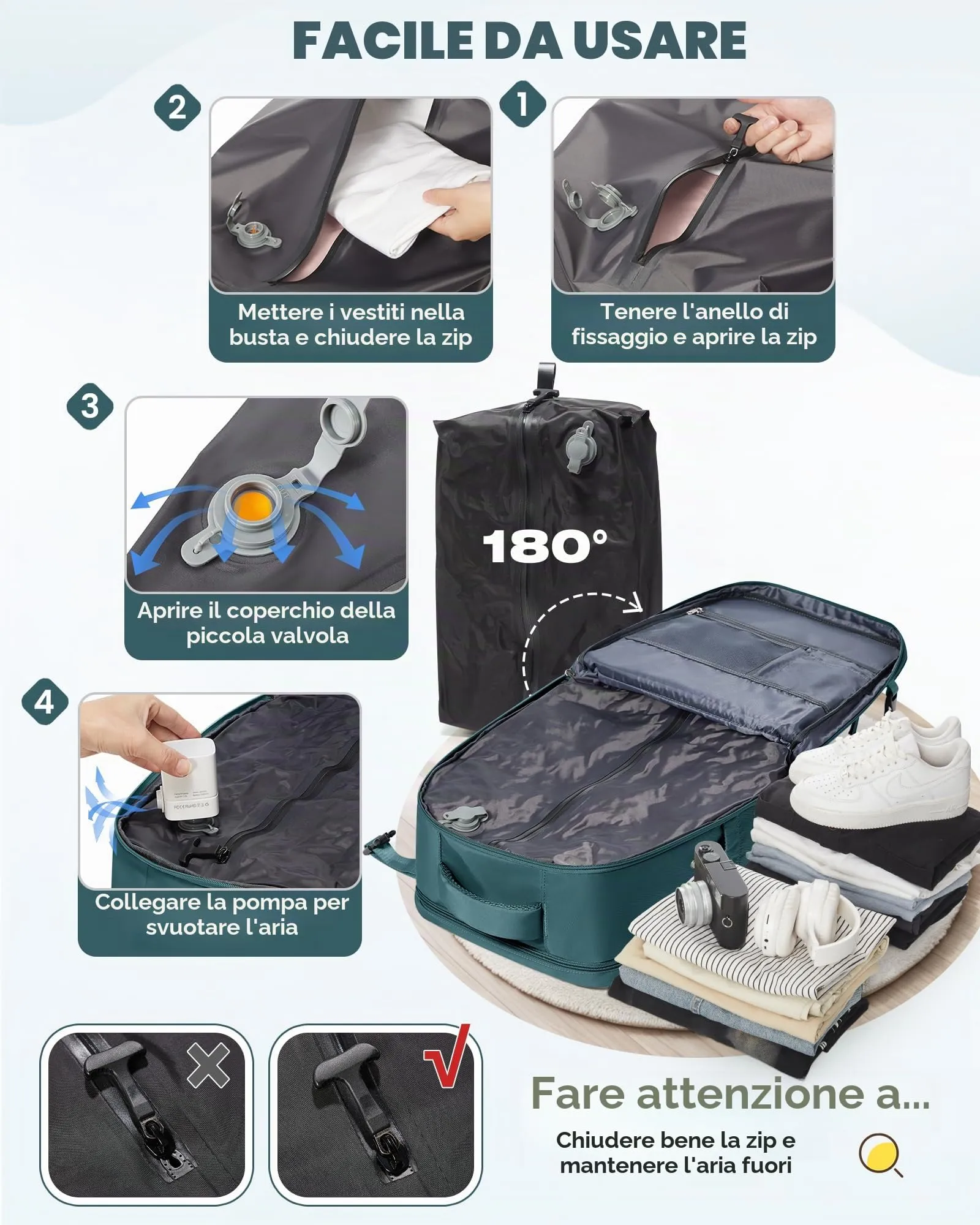SZLX Zaino da Viaggio 40x30x20 Sottovuoto con Pompa per Ryanair e Wizzair, Impermeabile, Scomparto Laptop 14 Pollici e Scomparto per Scarpe - immagine 5