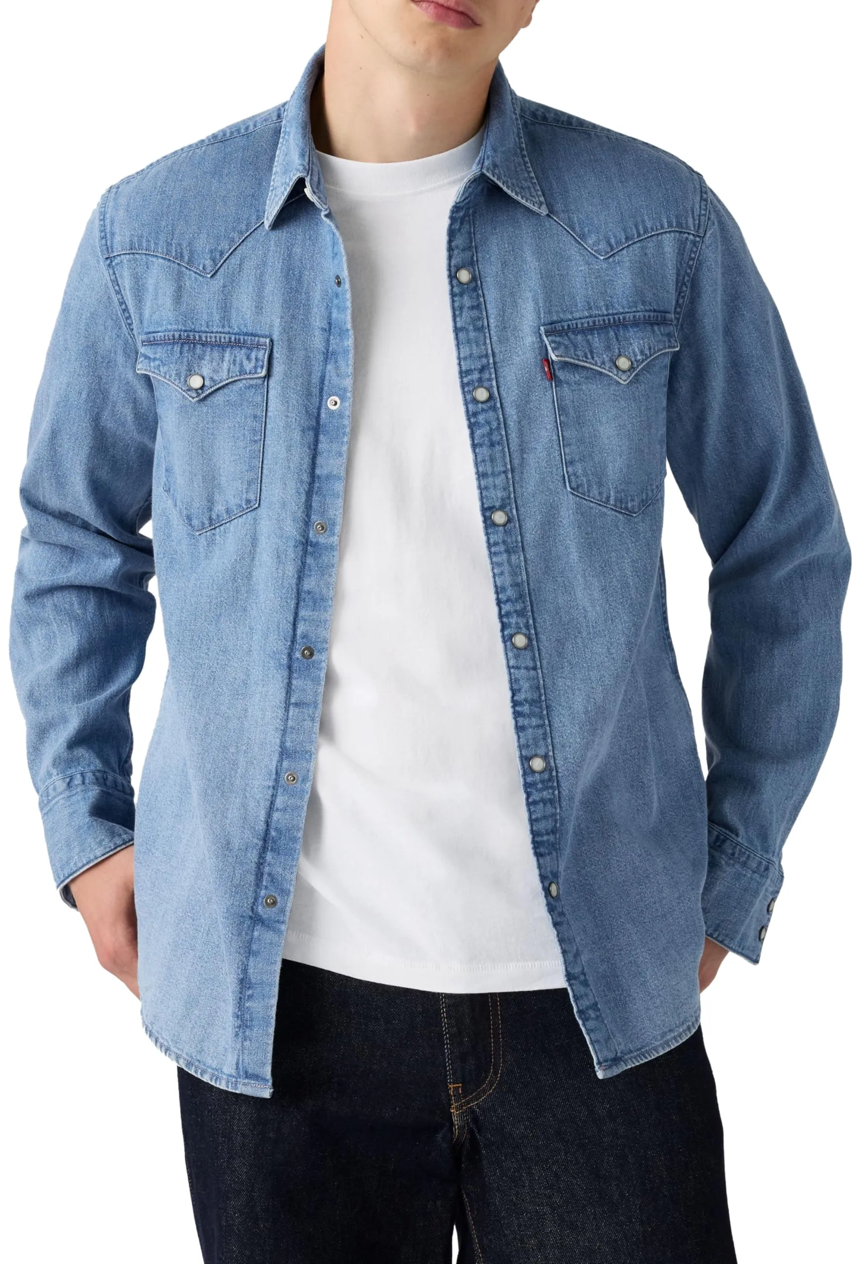 Levi's Barstow Western Shirt Blue Sky Mountain Light L - immagine 1