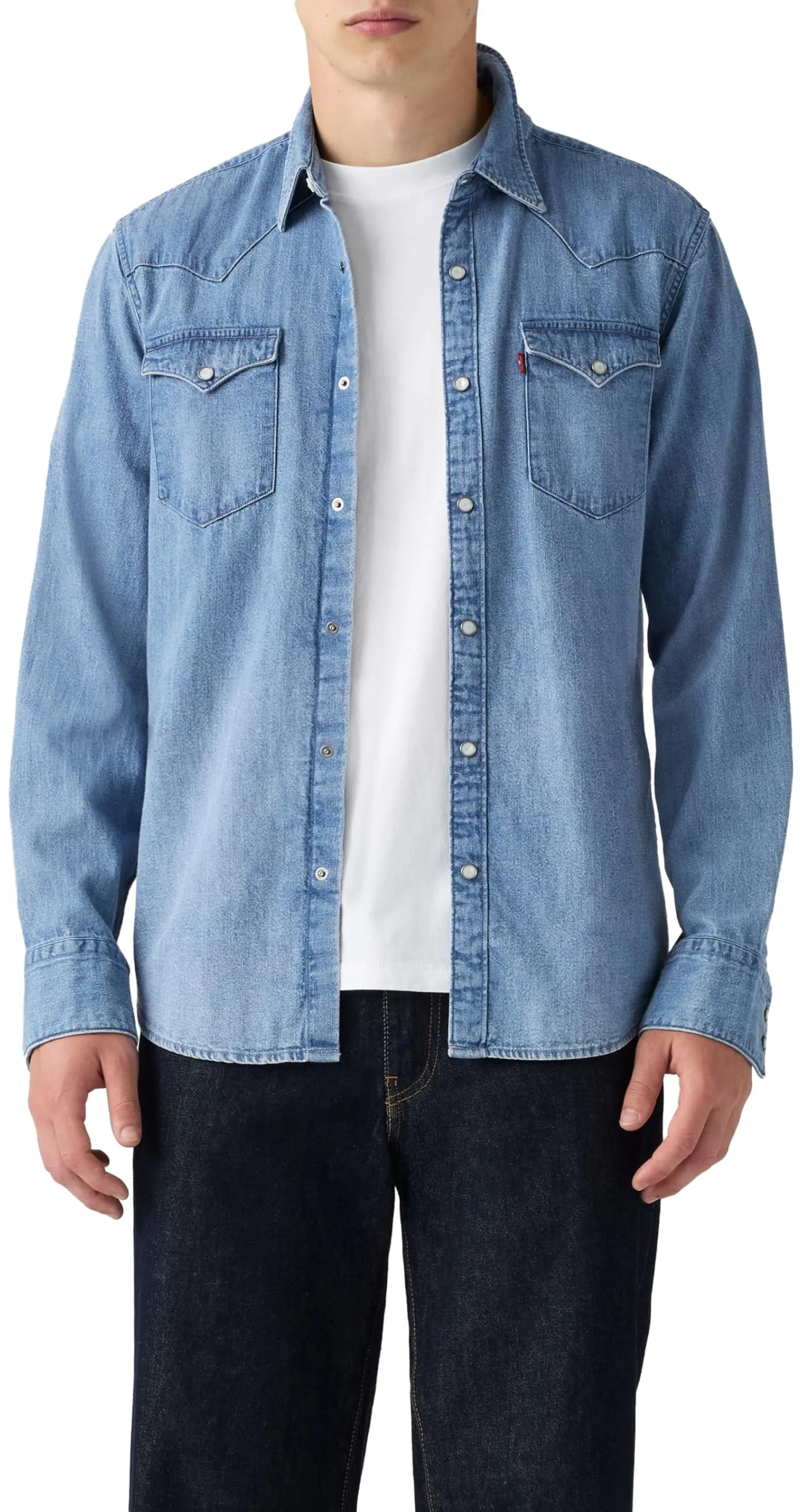 Levi's Barstow Western Shirt Blue Sky Mountain Light L - immagine 3